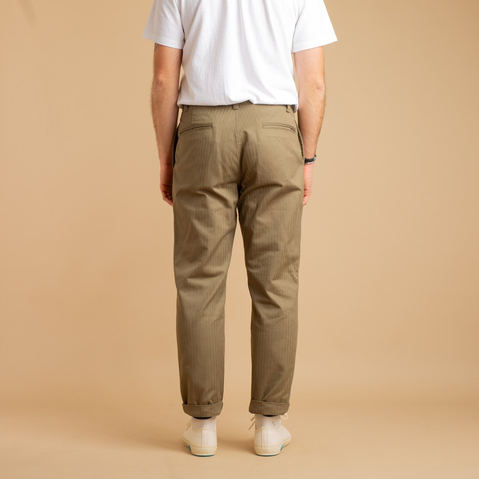 F0522 VAT Herringbone Trousers Olive