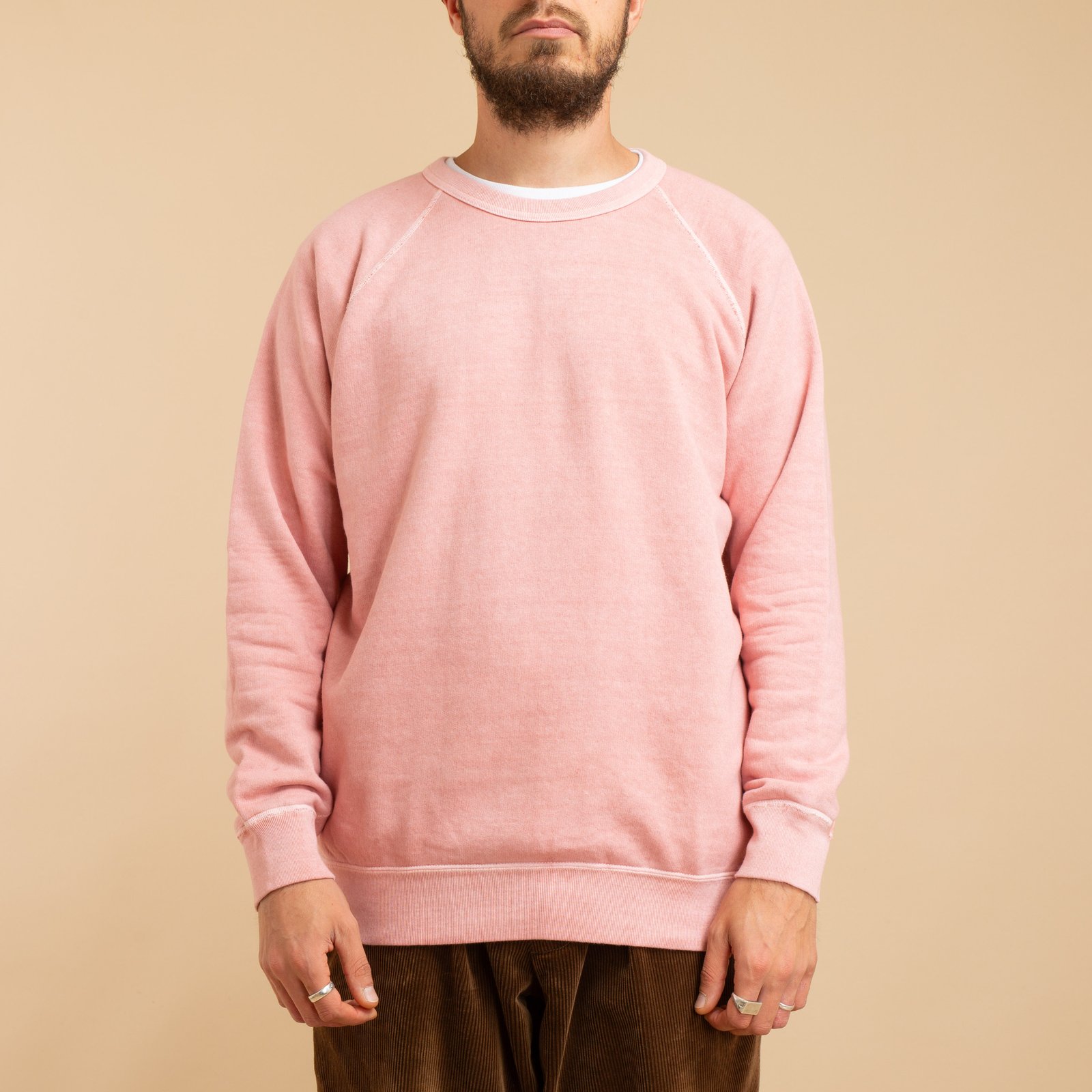 Raglan Crewneck Sweatshirt in Peach Coral