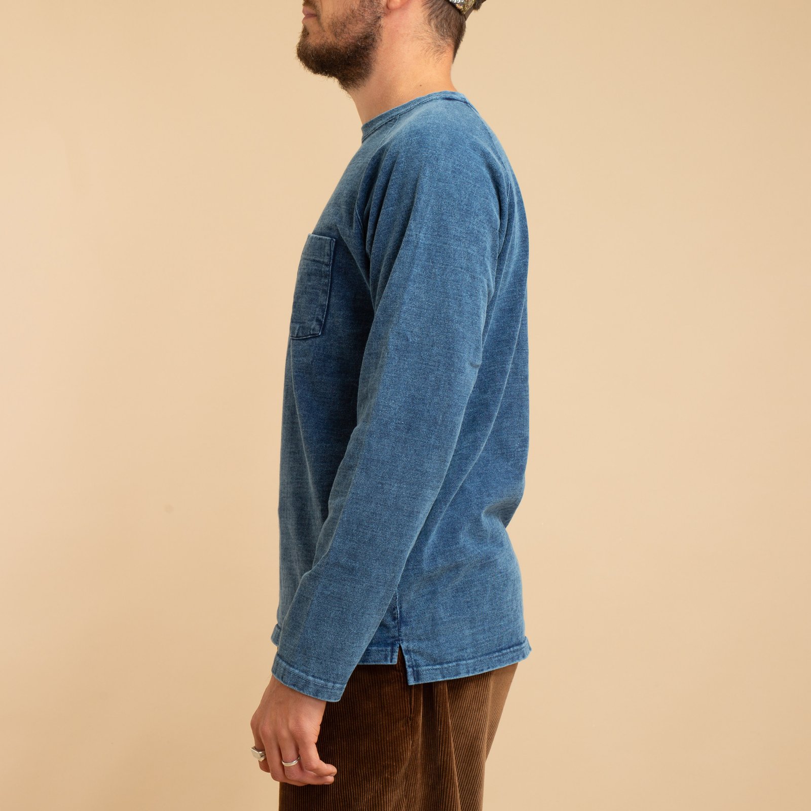 Heavy Raglan Long Sleeve Pocket T-shirt Indigo Shave