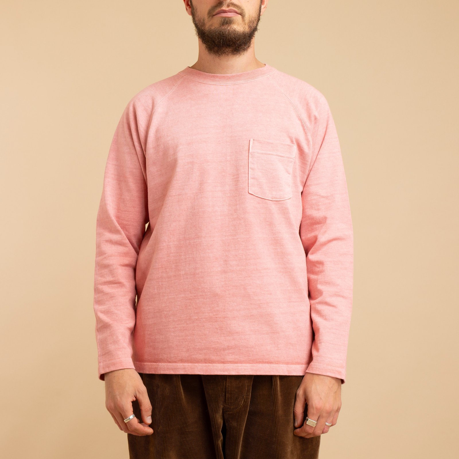 Heavy Raglan Pocket T-Shirt L/S P-Coral