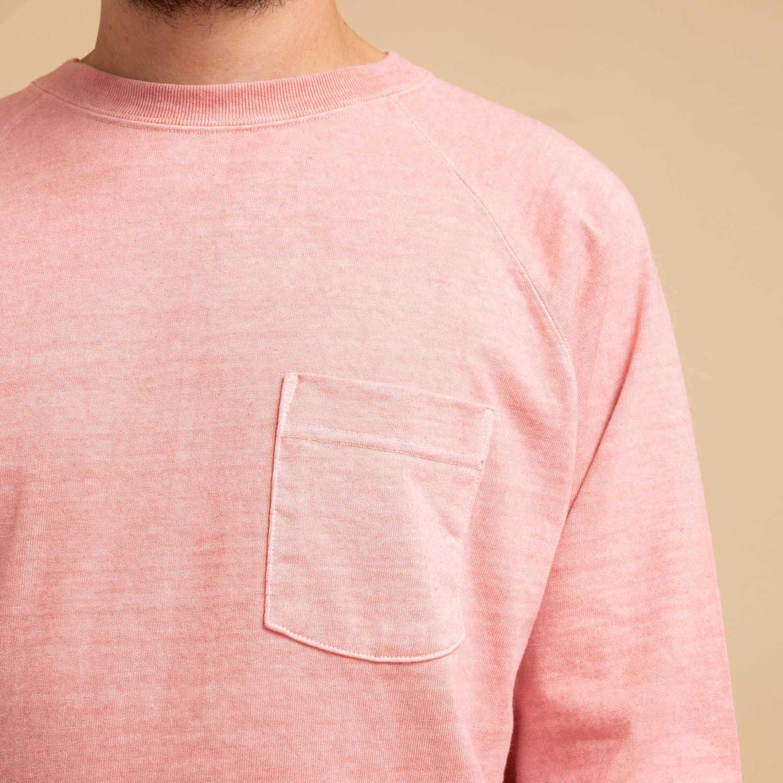 Heavy Raglan Pocket T-Shirt Long Sleeve P-Coral
