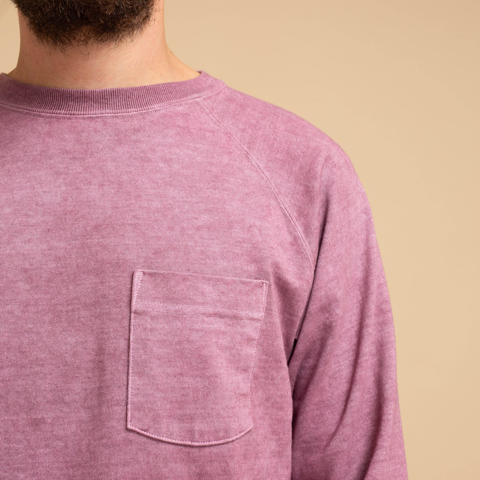 Heavy Raglan Pocket Long Sleeve T-Shirt in Azuki