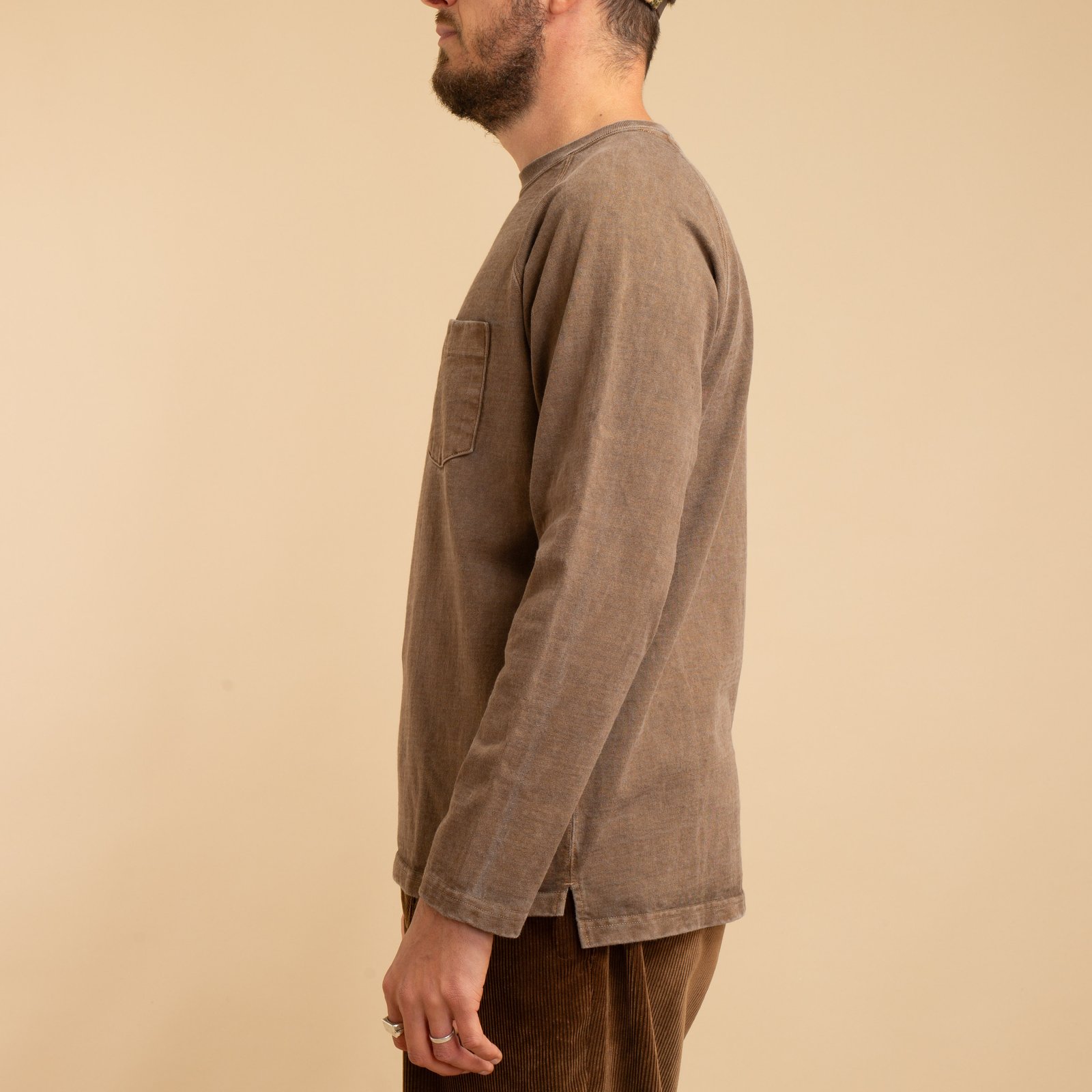 Heavy Raglan Pocket T-Shirt L/S P-Brown