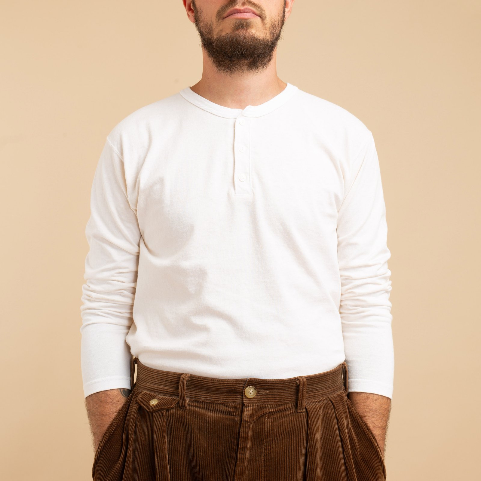 Long Sleeve Henley T-Shirt P-Natural