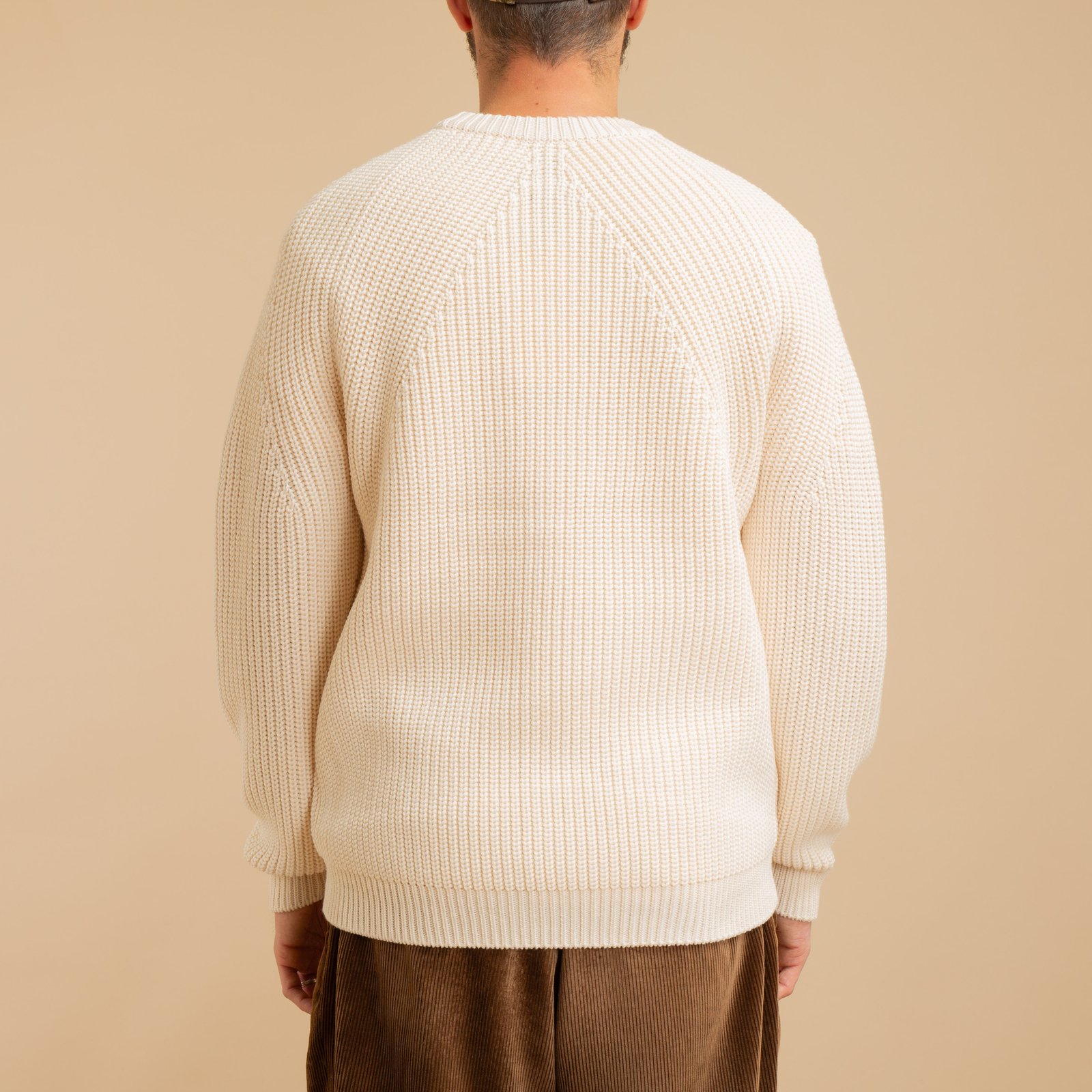 flâneurs crew neck sweater - BATONER - Signature Crew Neck - Ivory, viewed from the back