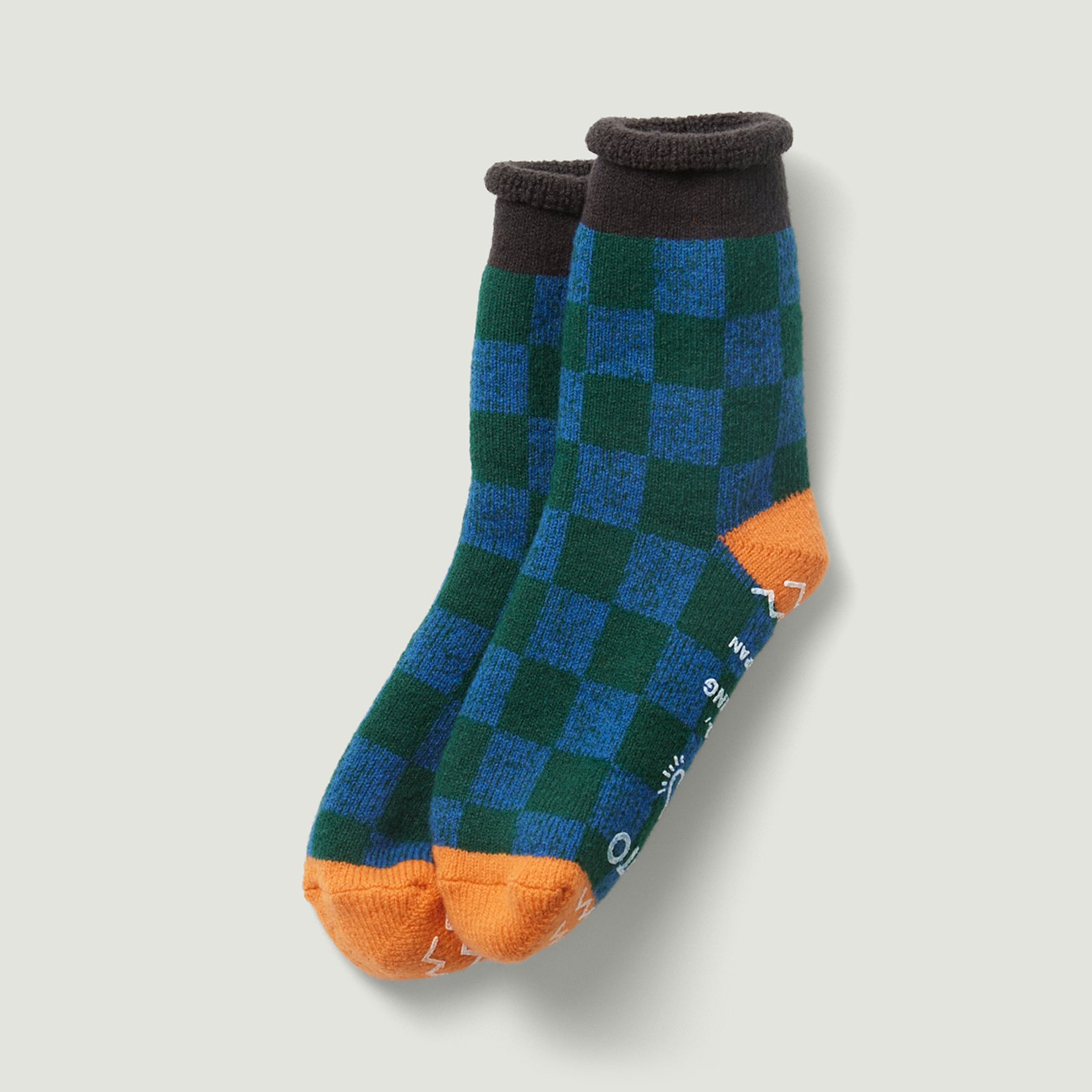 Pile Room Checkerboard Wool Socks Blue/D.Green