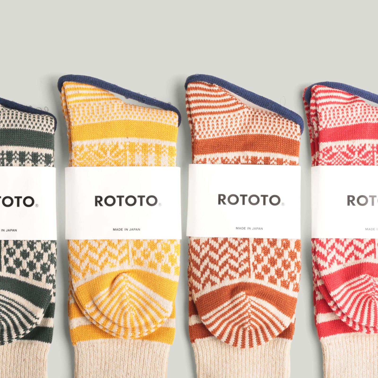 Multi Jacquard Crew Socks Ivory/Rust