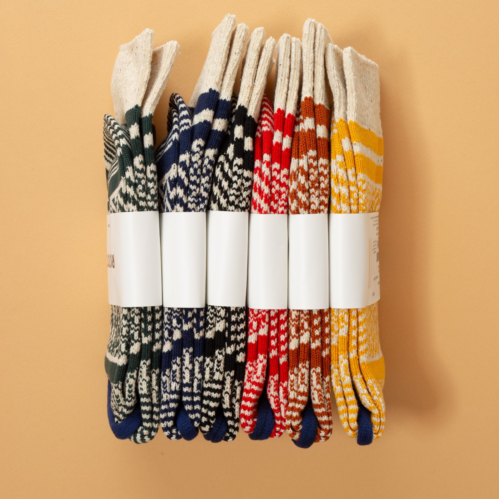 Multi Jacquard Crew Socks Ivory/Navy