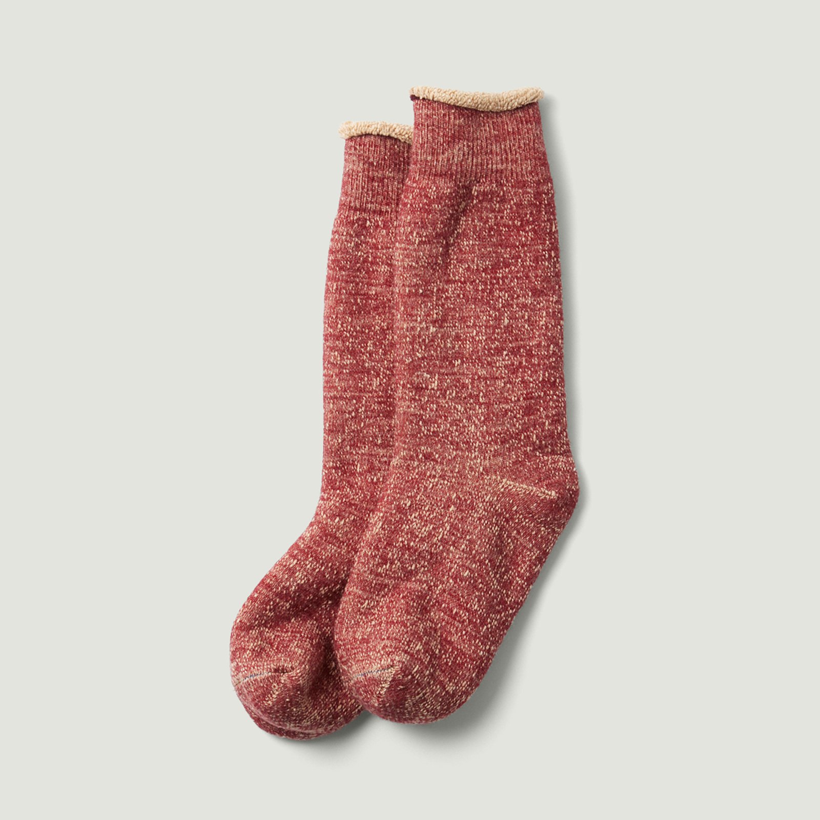 Double Face Crew Socks D.Red/Brown