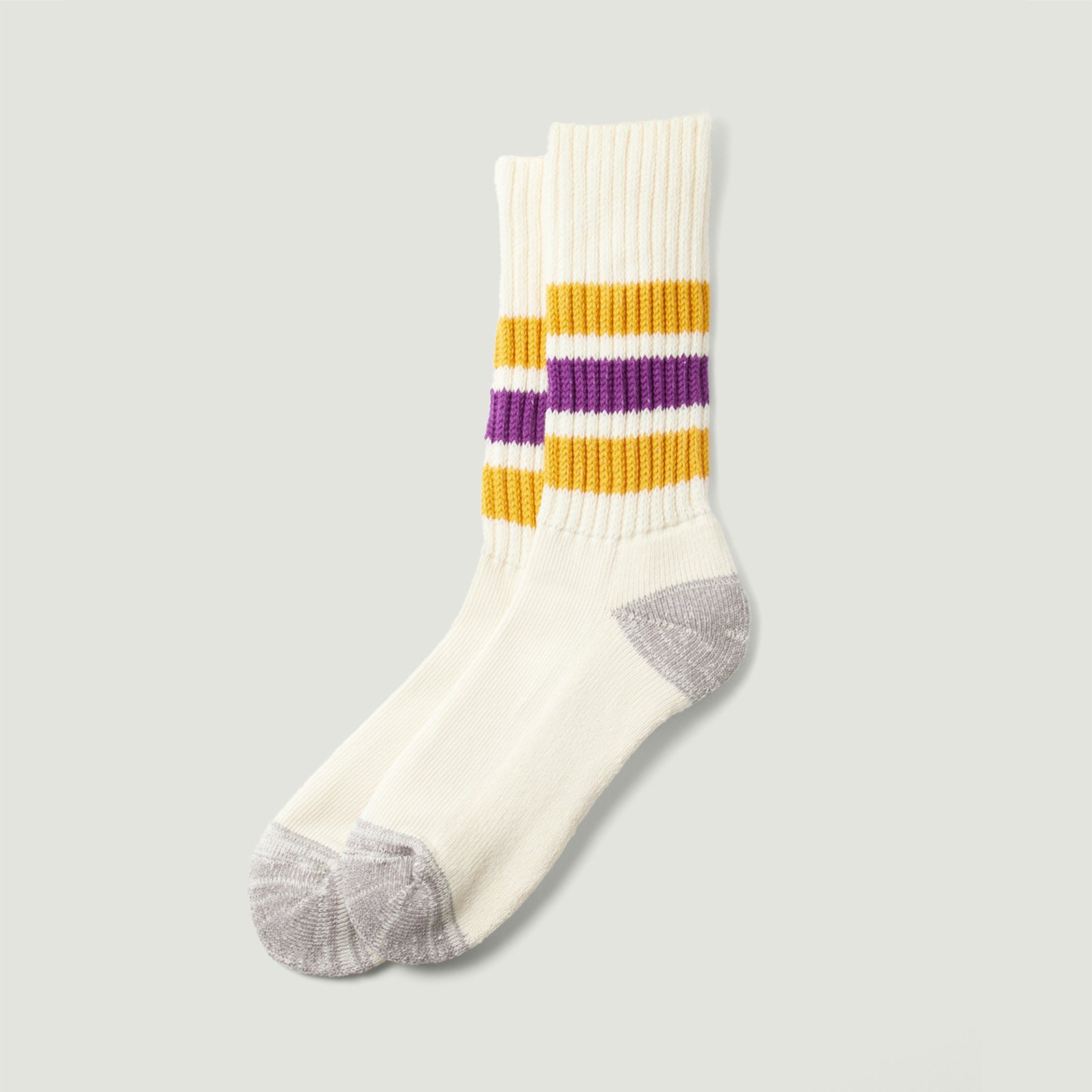 Coarse Ribbed OldSchool Crew Socks Yellow/Purple