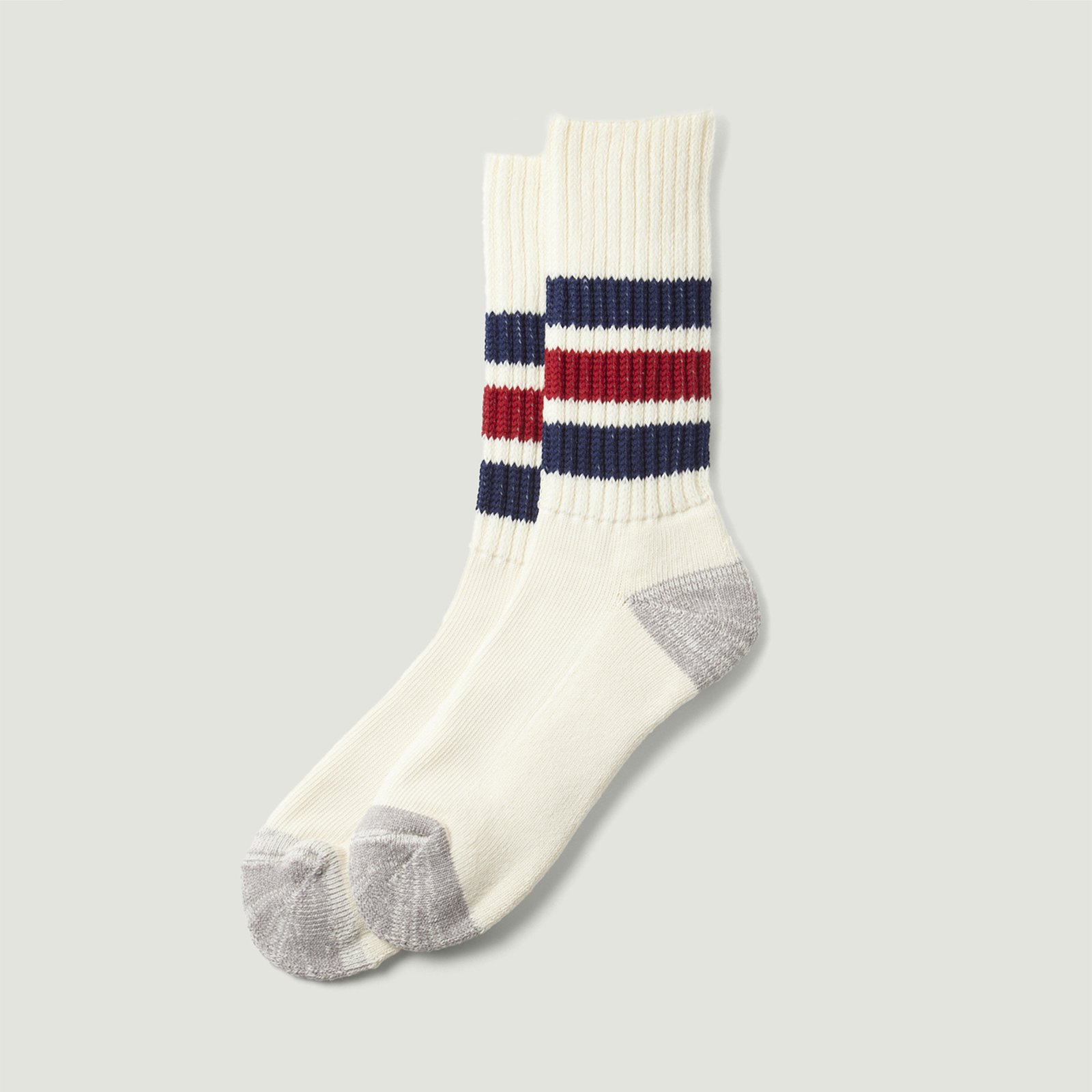 Coarse Ribbed OldSchool Crew Socks Navy/Dark Red