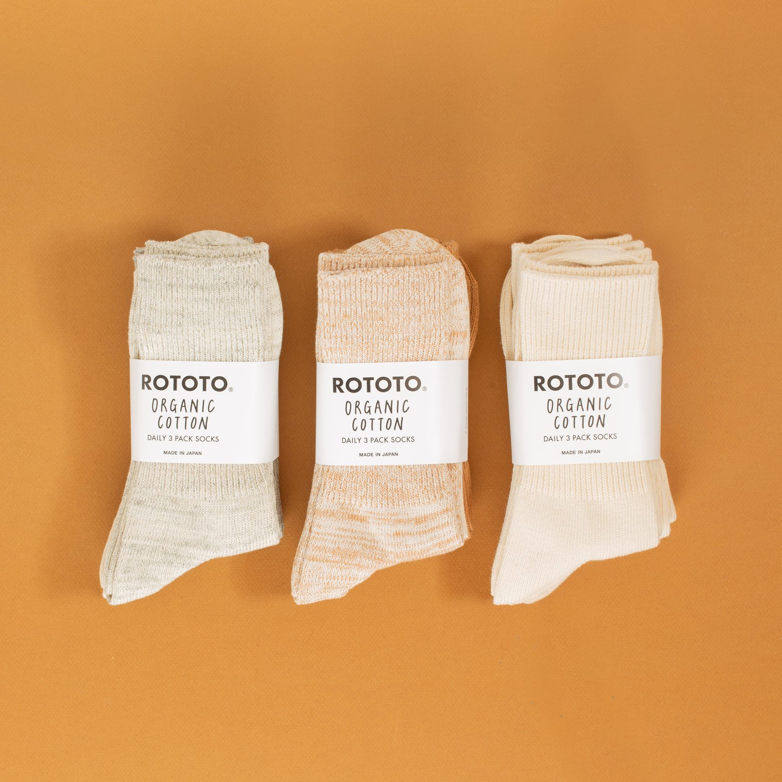 Organic Daily 3 Pack Ribbed Crew Socks Ecru