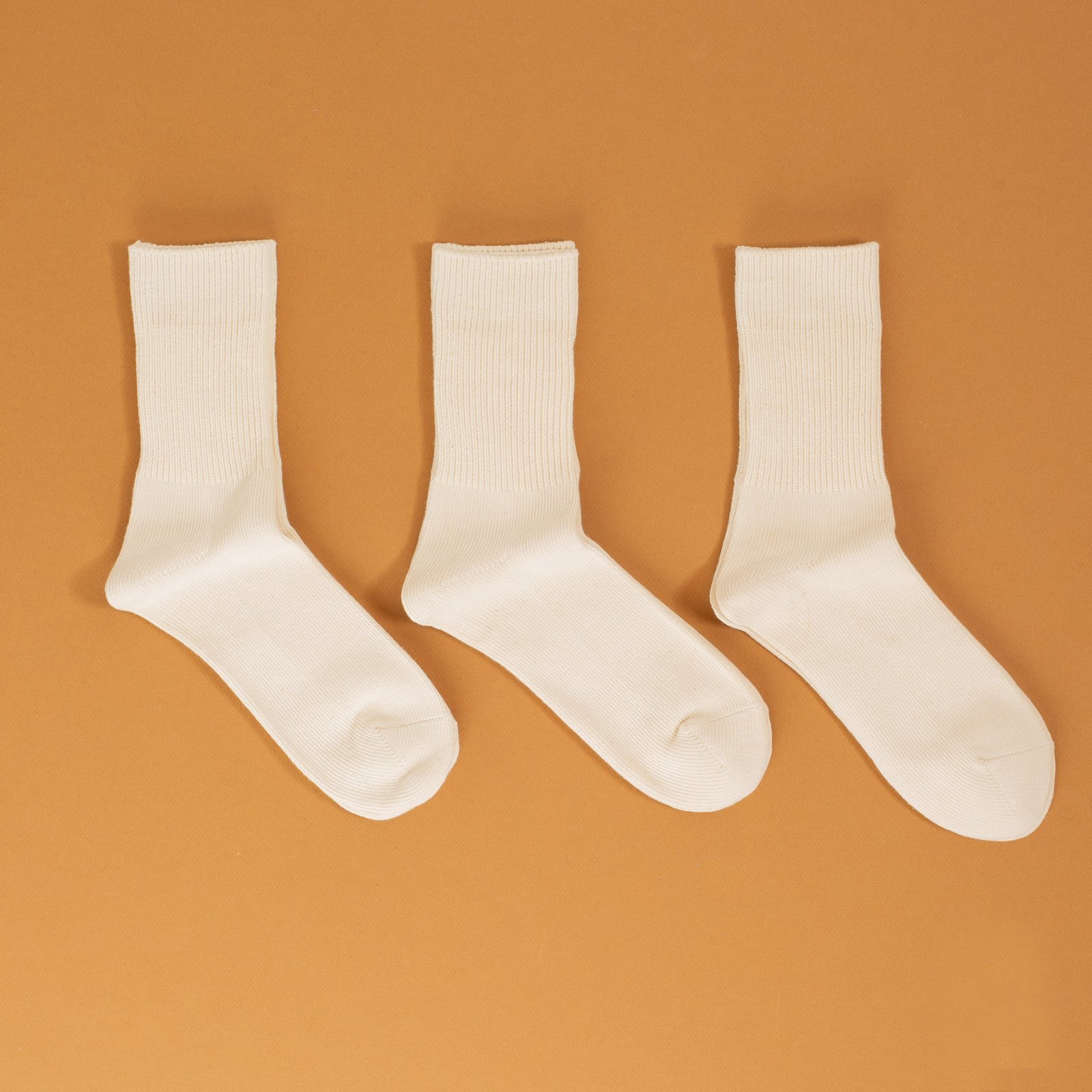 Organic Daily 3 Pack Ribbed Crew Socks Ecru