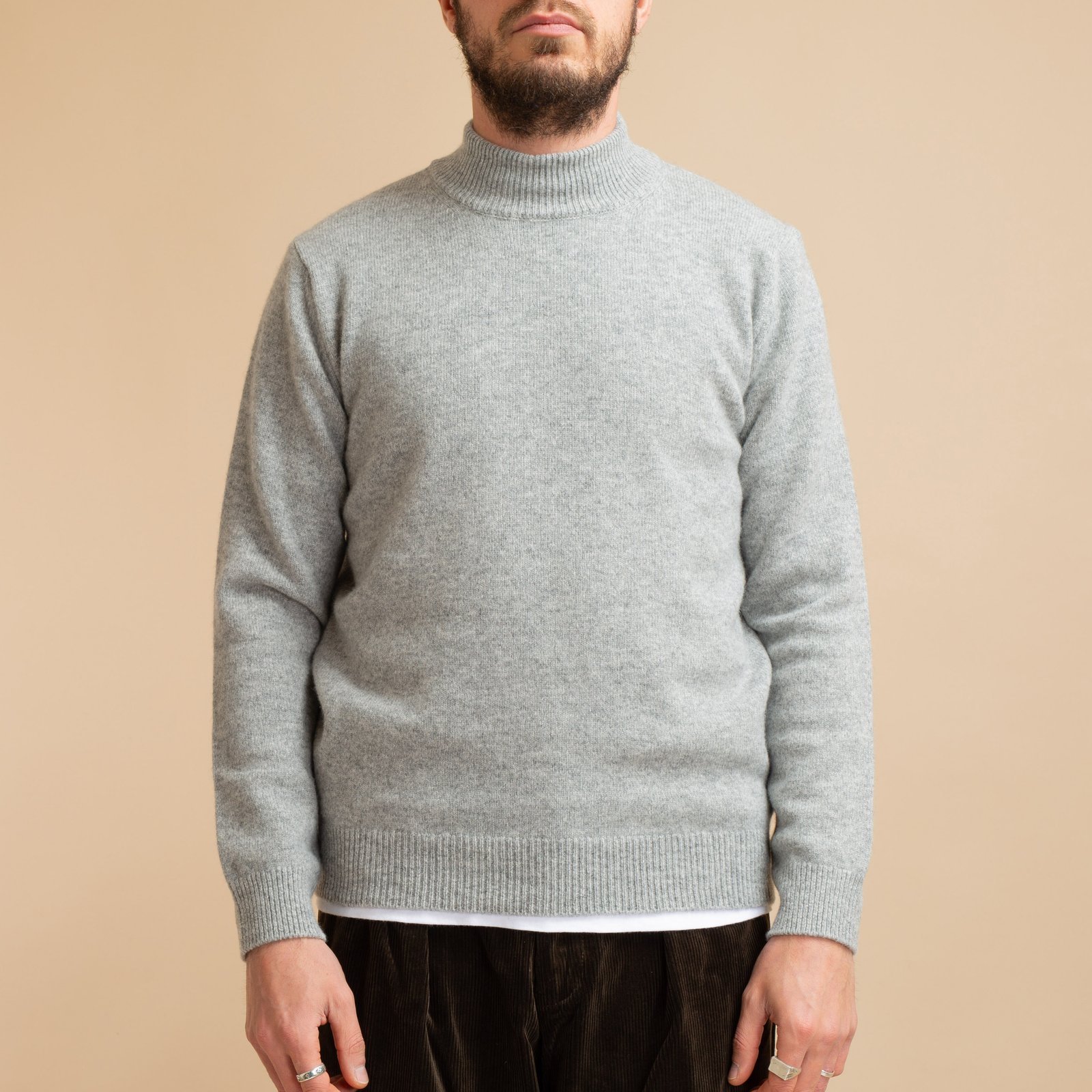 Wool/Cashmere Turtleneck Sweater Light Gray