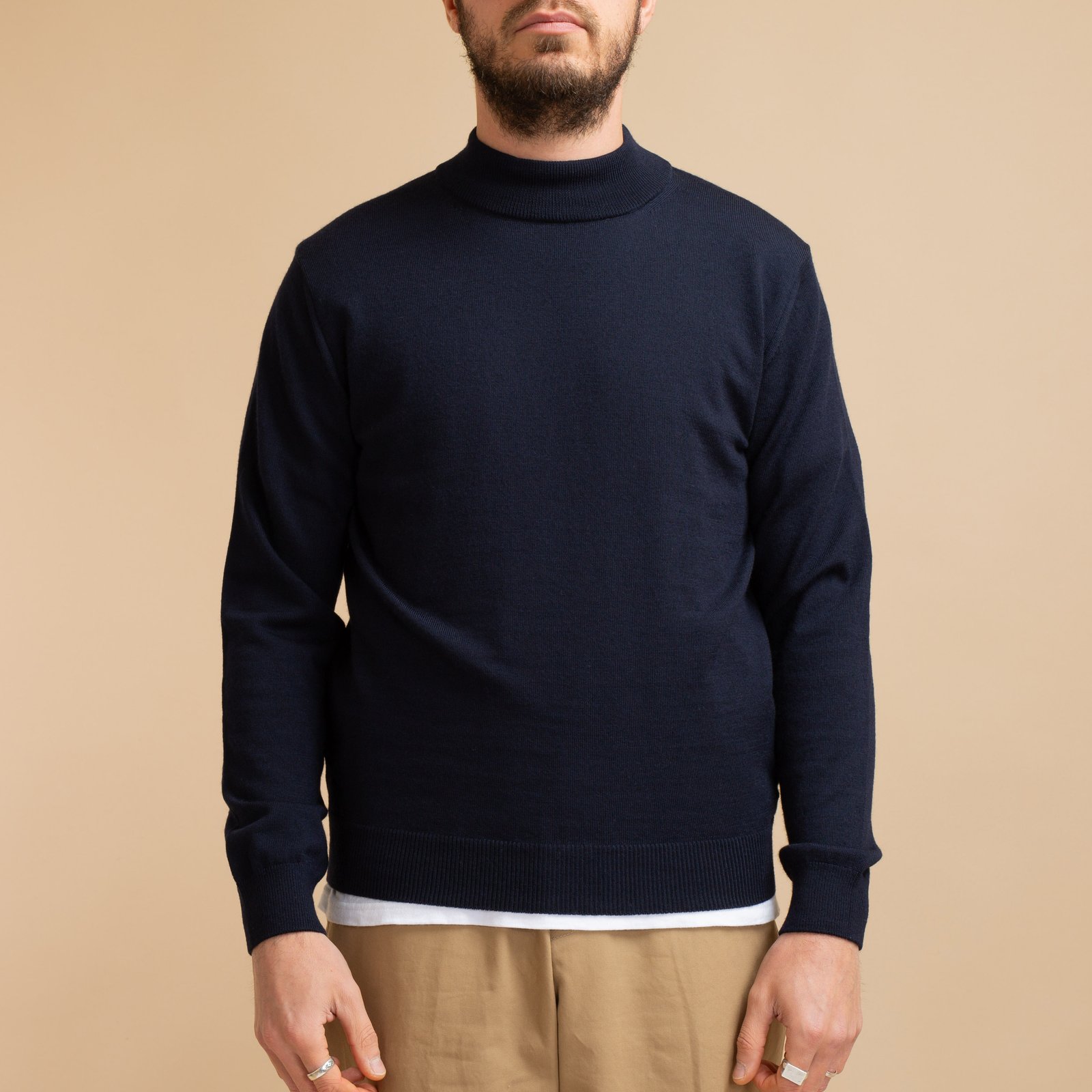 Navy Merino Turtleneck Sweater