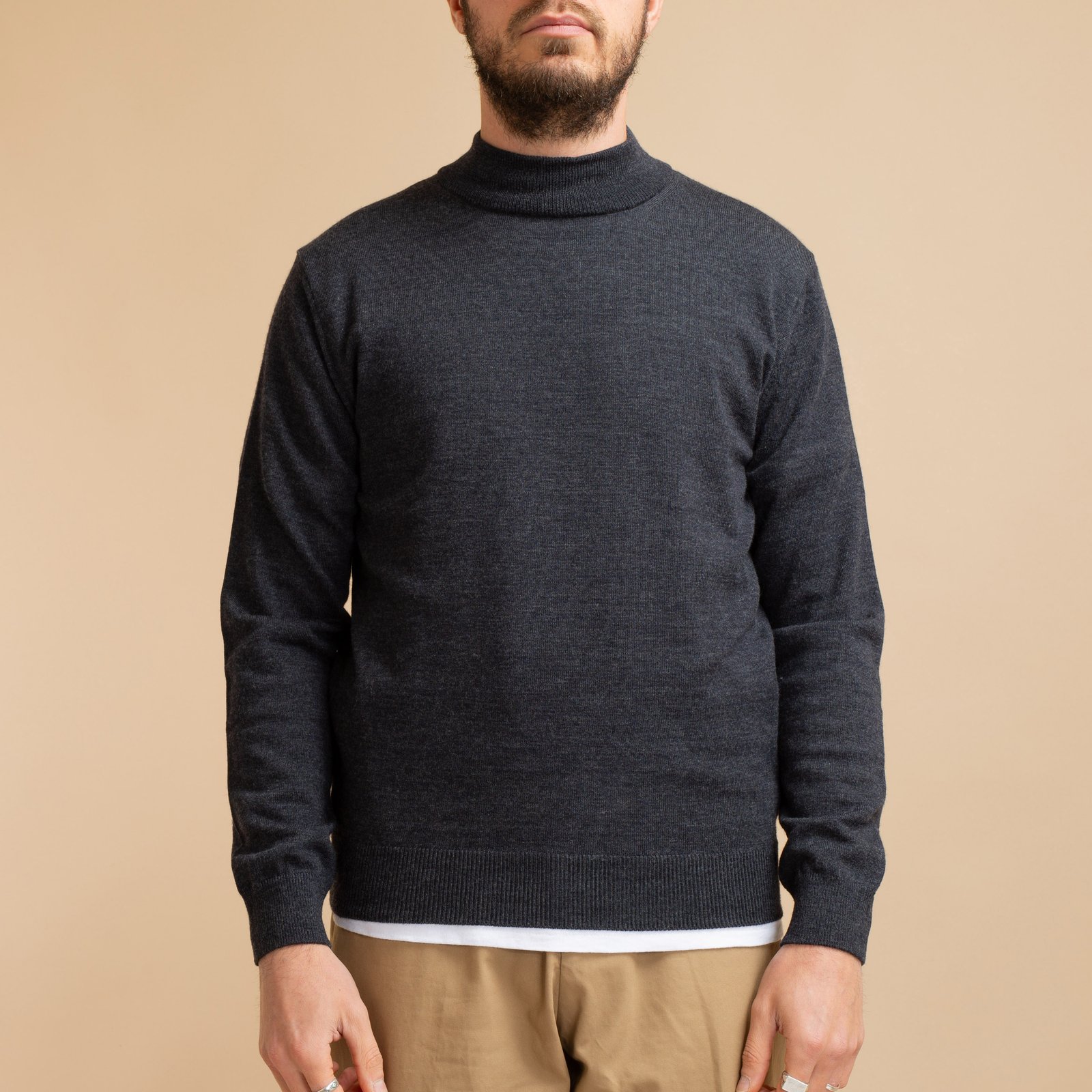 Charcoal Gray Merino Turtleneck Sweater
