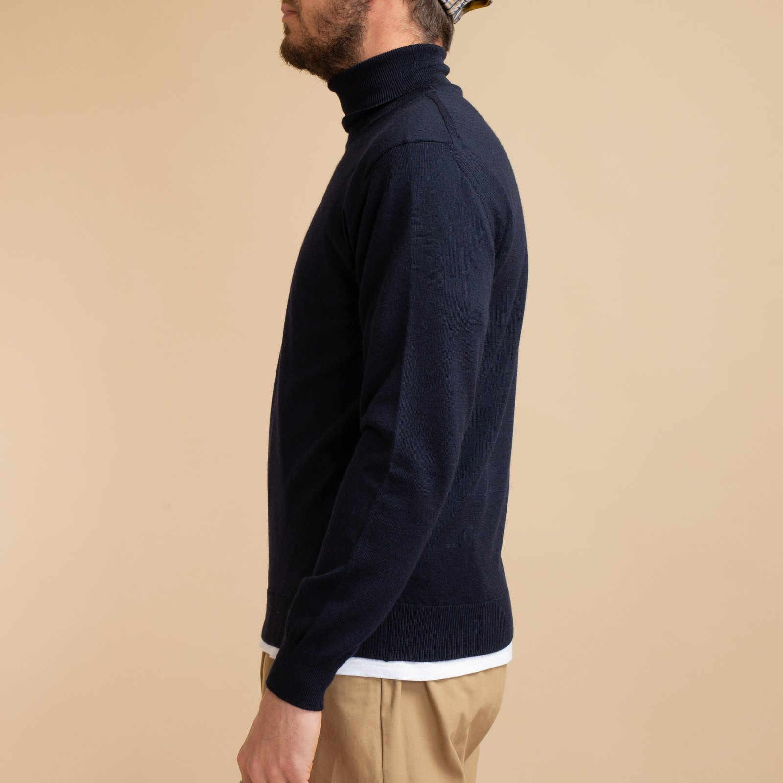 Navy Merino Turtleneck Sweater