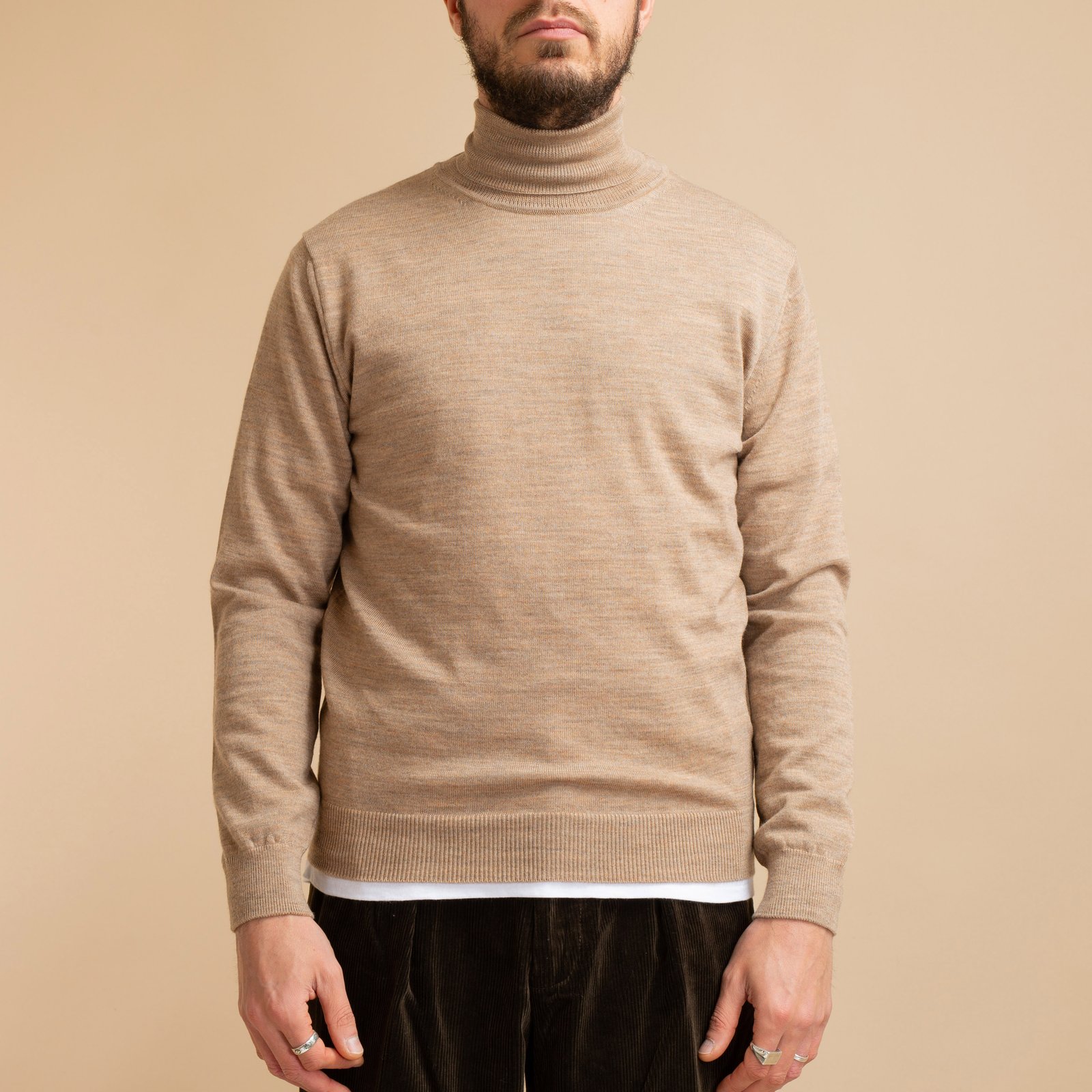 Light Brown Merino Turtleneck Sweater