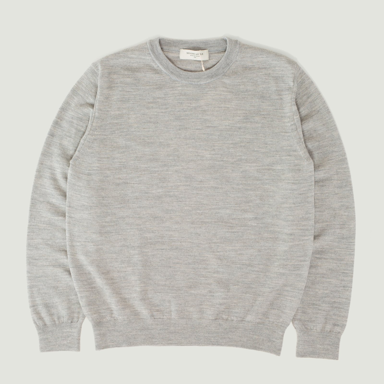 Light Gray Merino Wool Crew Neck Sweater