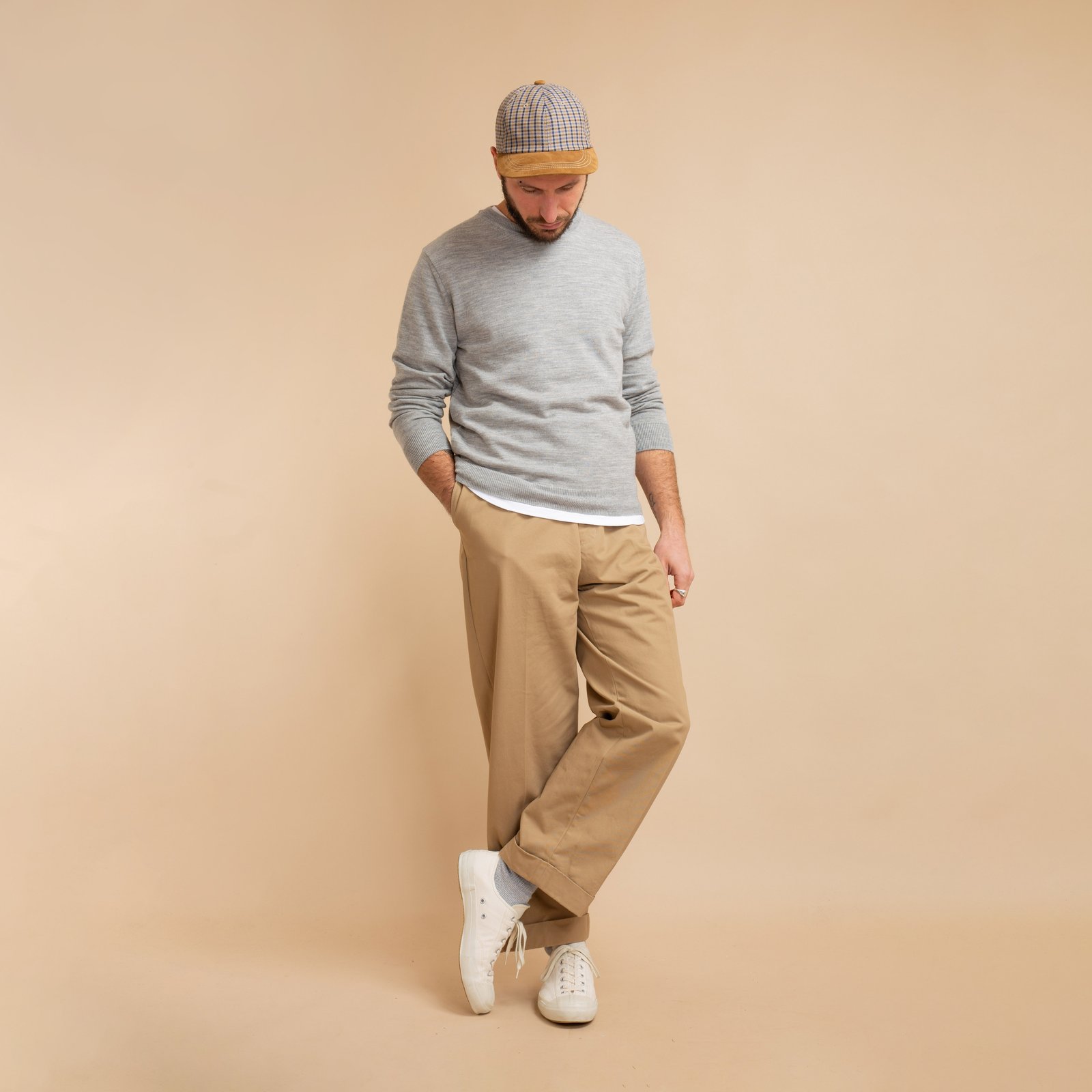 Light Gray Merino Wool Crew Neck Sweater