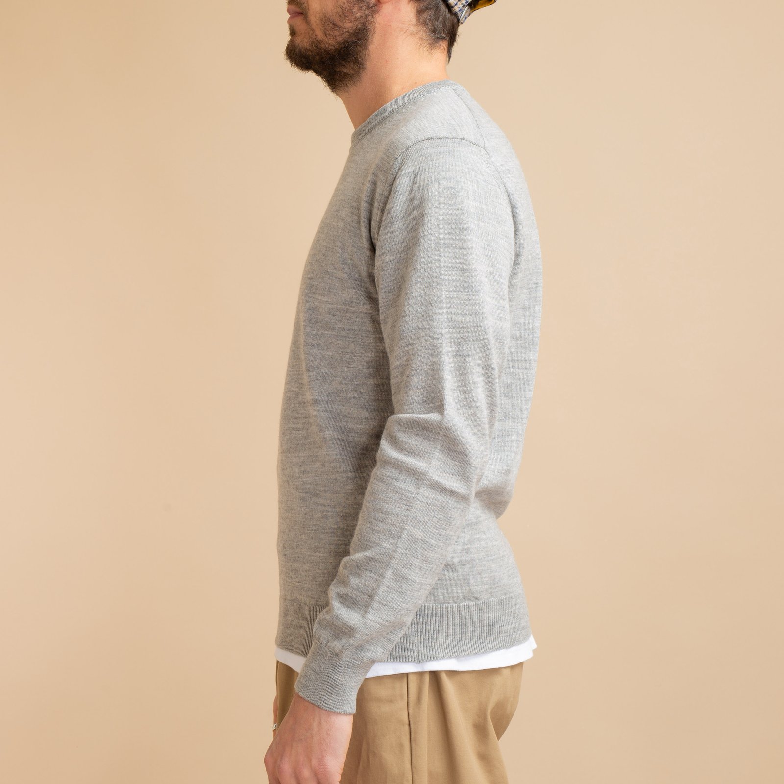 Light Gray Merino Wool Crew Neck Sweater