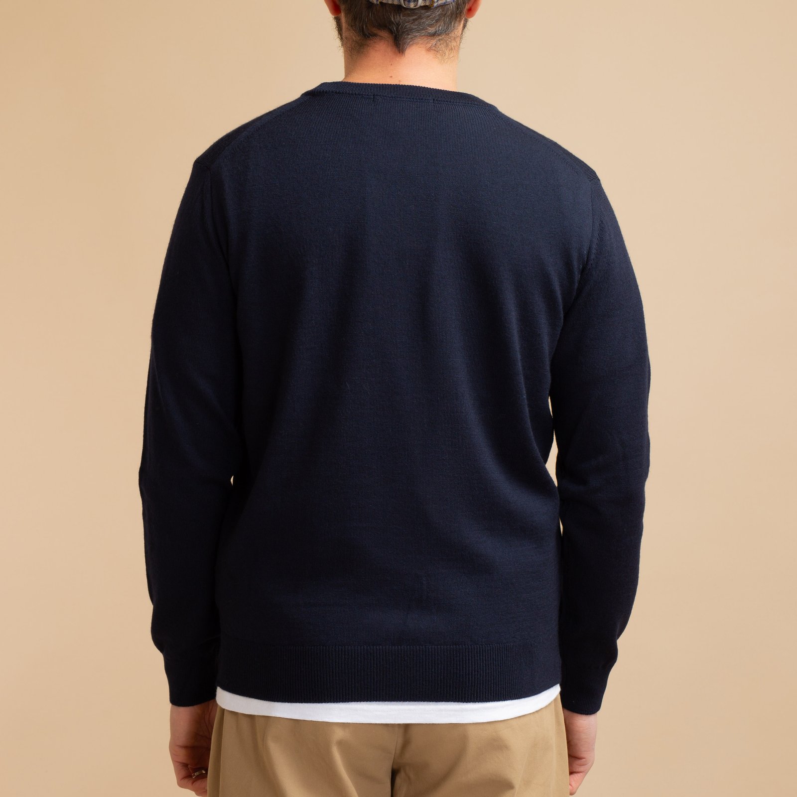col rond de dos flâneurs pull Mooncastle Wool Crewneck Navy