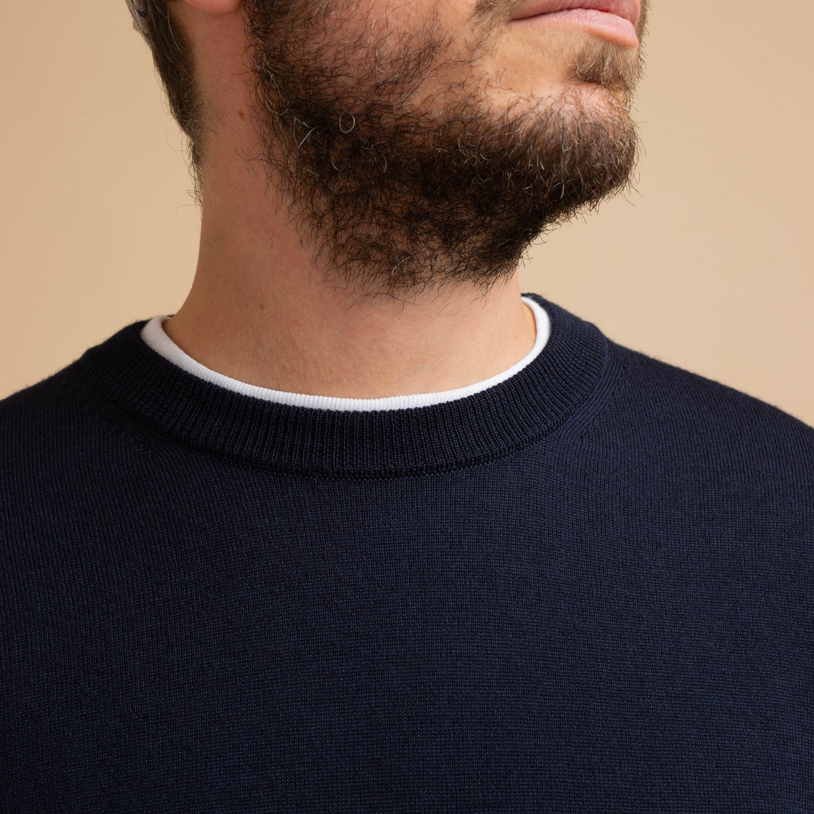 col rond flâneurs pull Mooncastle Wool Crewneck Navy