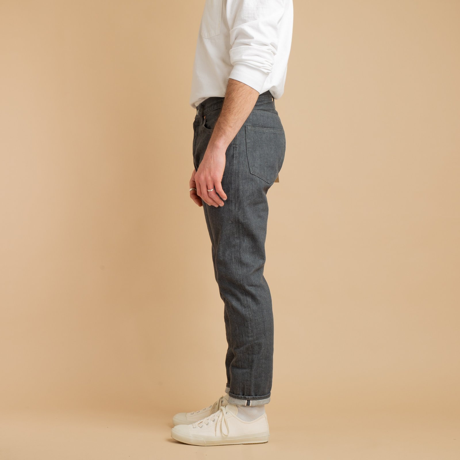 0405-70G High Tapered 14oz Grey Selvedge Denim