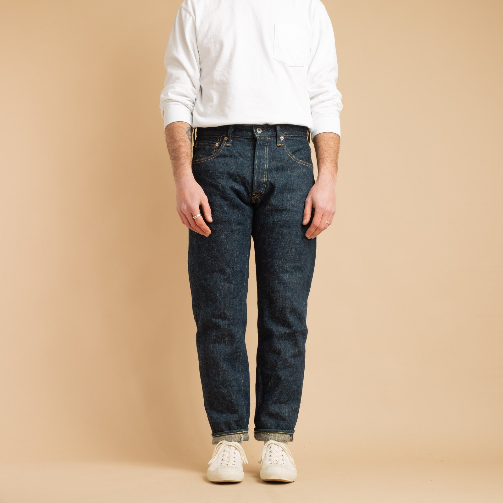 Image-Flâneurs ONI DENIM / 902ZR-KABEG "Secret Kabuki" 20oz High Rise Relaxed Tapered De-face