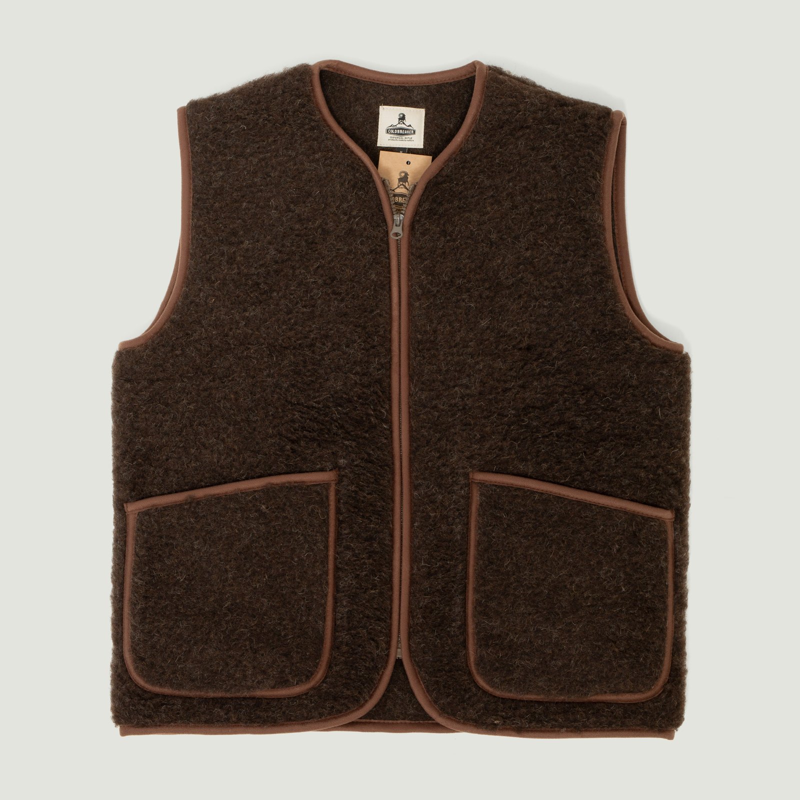 Tags-wanderers-COLDBREAKER-sleeveless wool jacket-Pepitko Vest-dark brown
