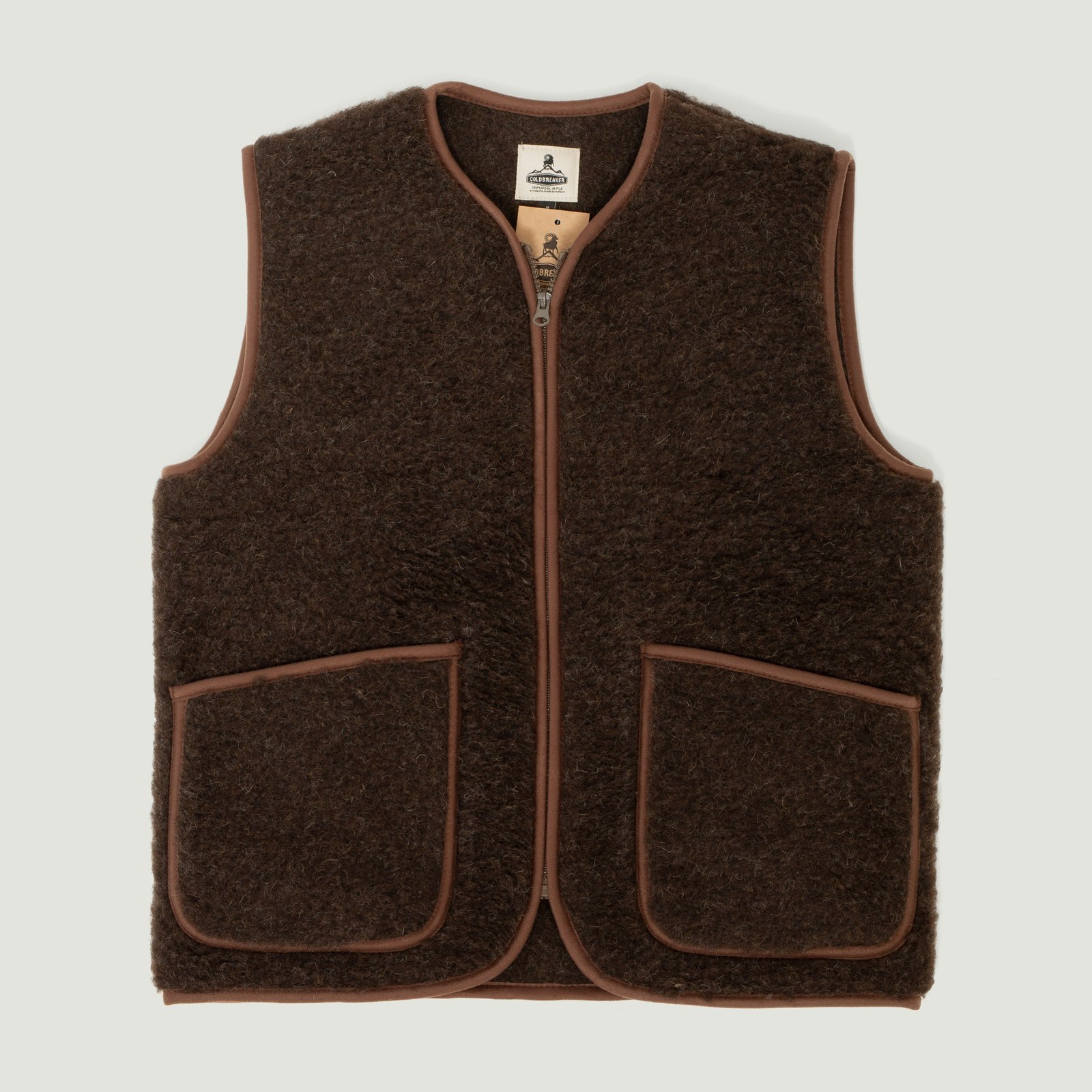 Vignettes-flâneurs-COLDBREAKER-veste-en-laine-sans-manche-Pepitko-Vest-dark brown