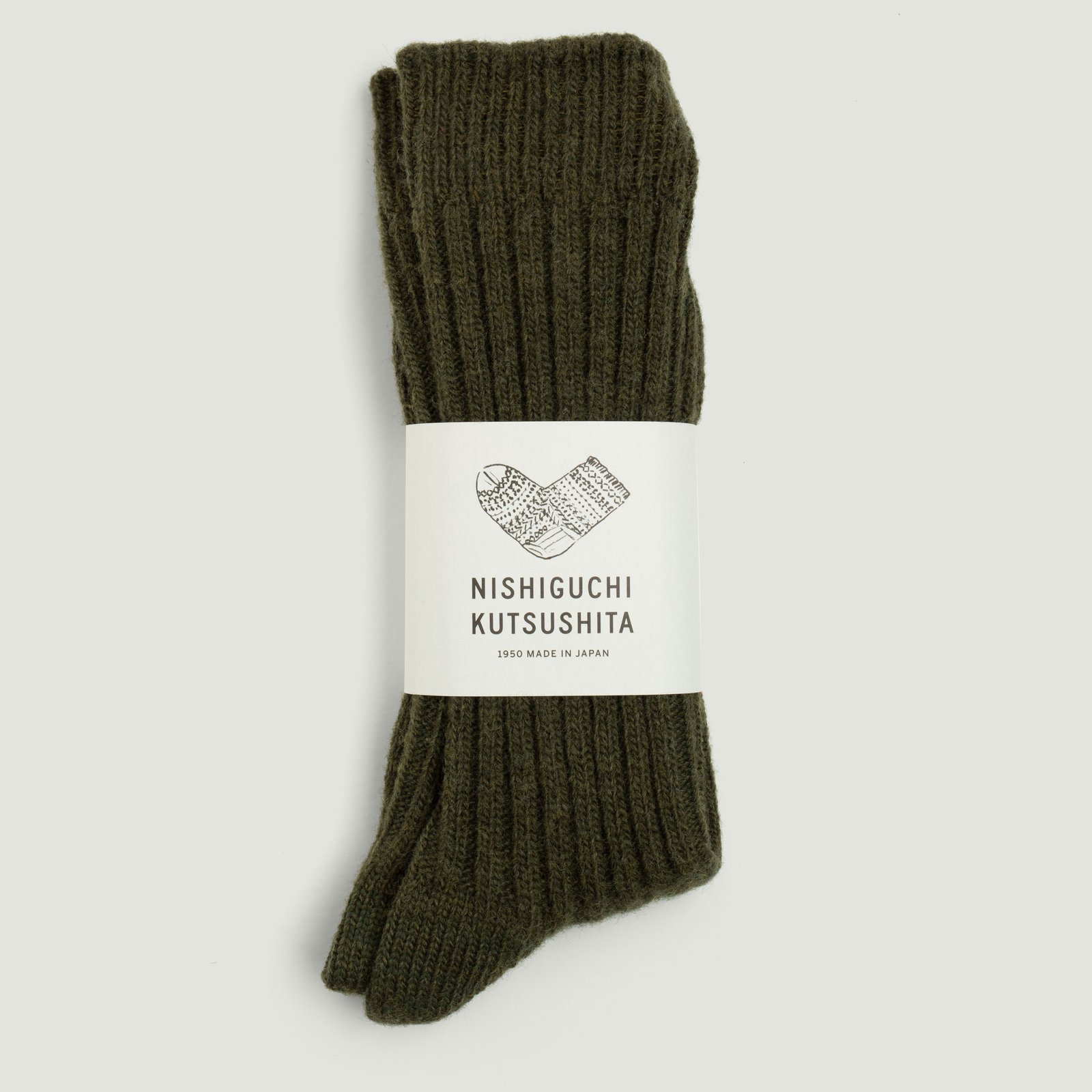 Wool Ribbed Socks in Khaki