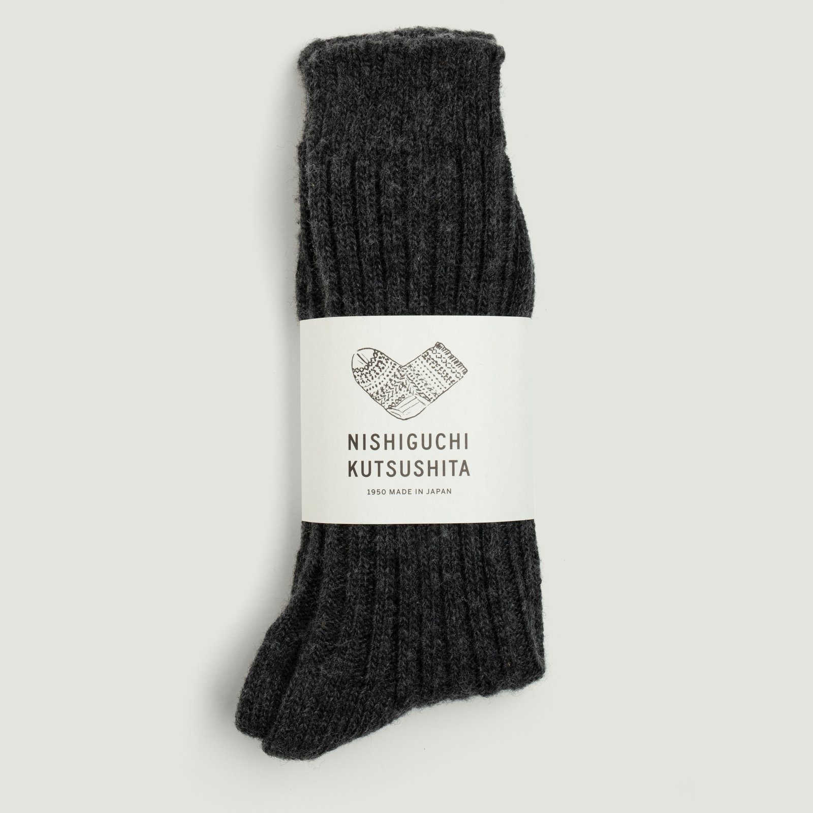 Wool Ribbed Socks in Charcoal