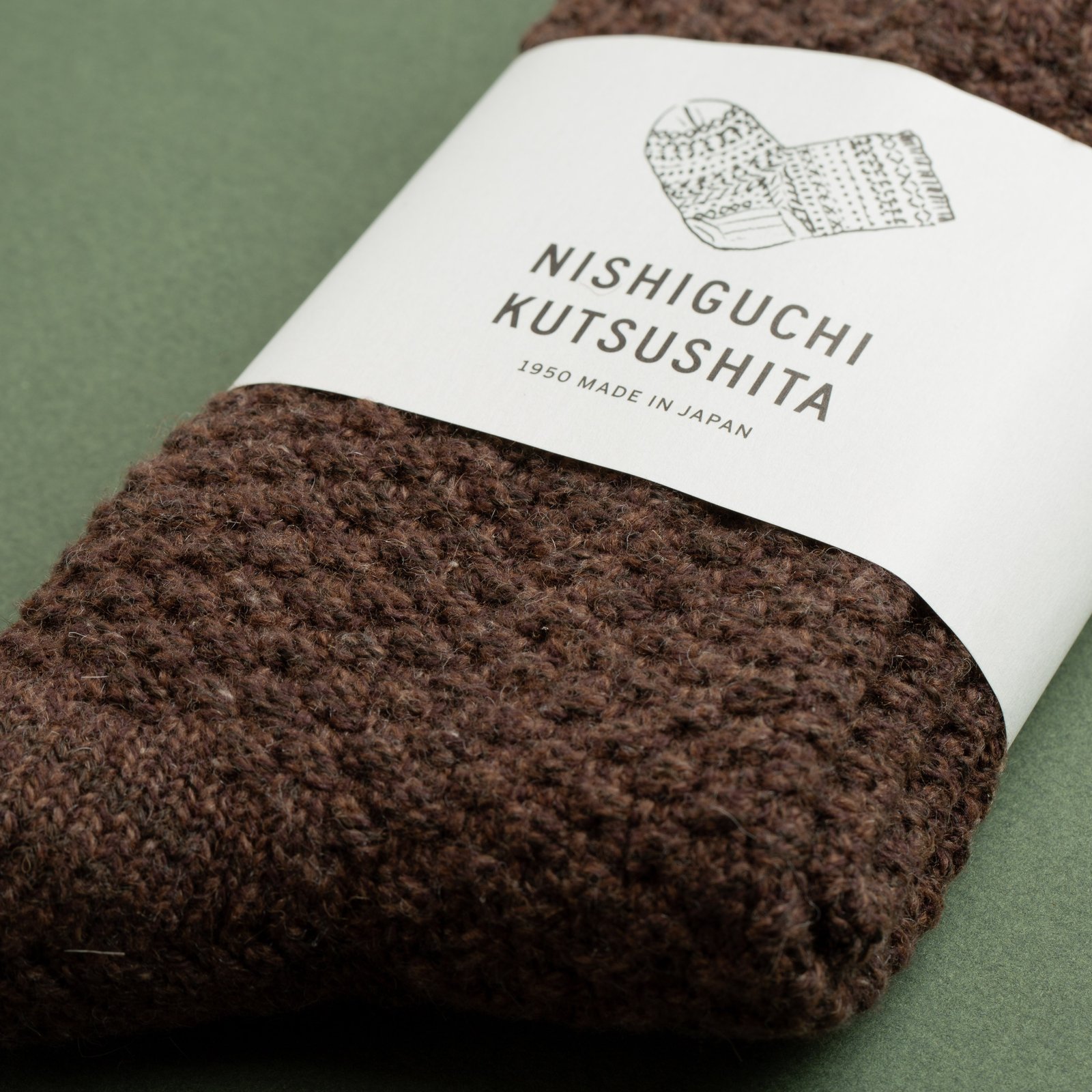 détail flâneurs-NISHIGUCHI-KUTSUSHITA-Wool-Cotton-Boots-Socks-mocha-brown