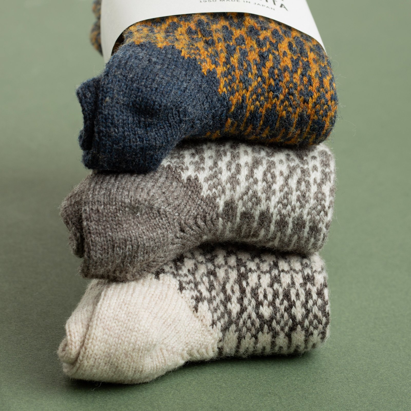 Wool Jacquard Socks Navy