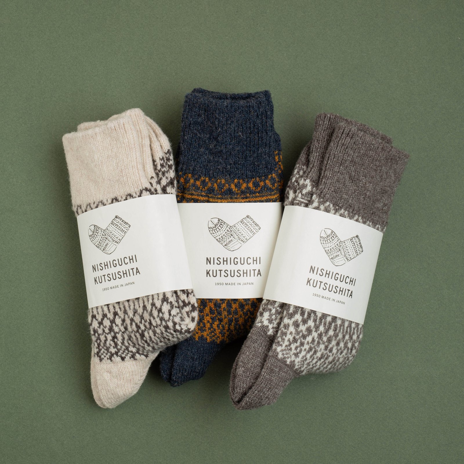 Wool Jacquard Socks Navy