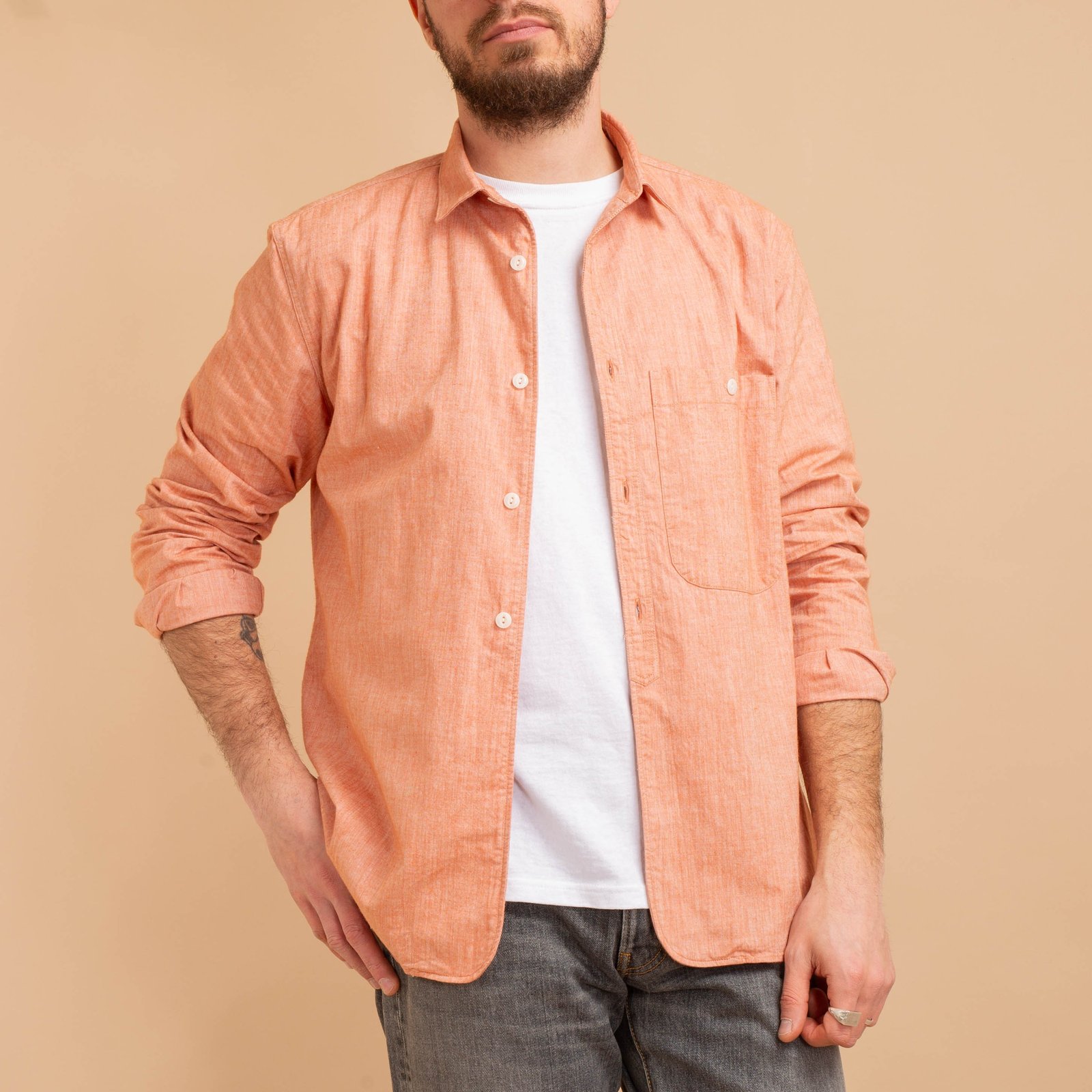 Block Shirt Red Chambray