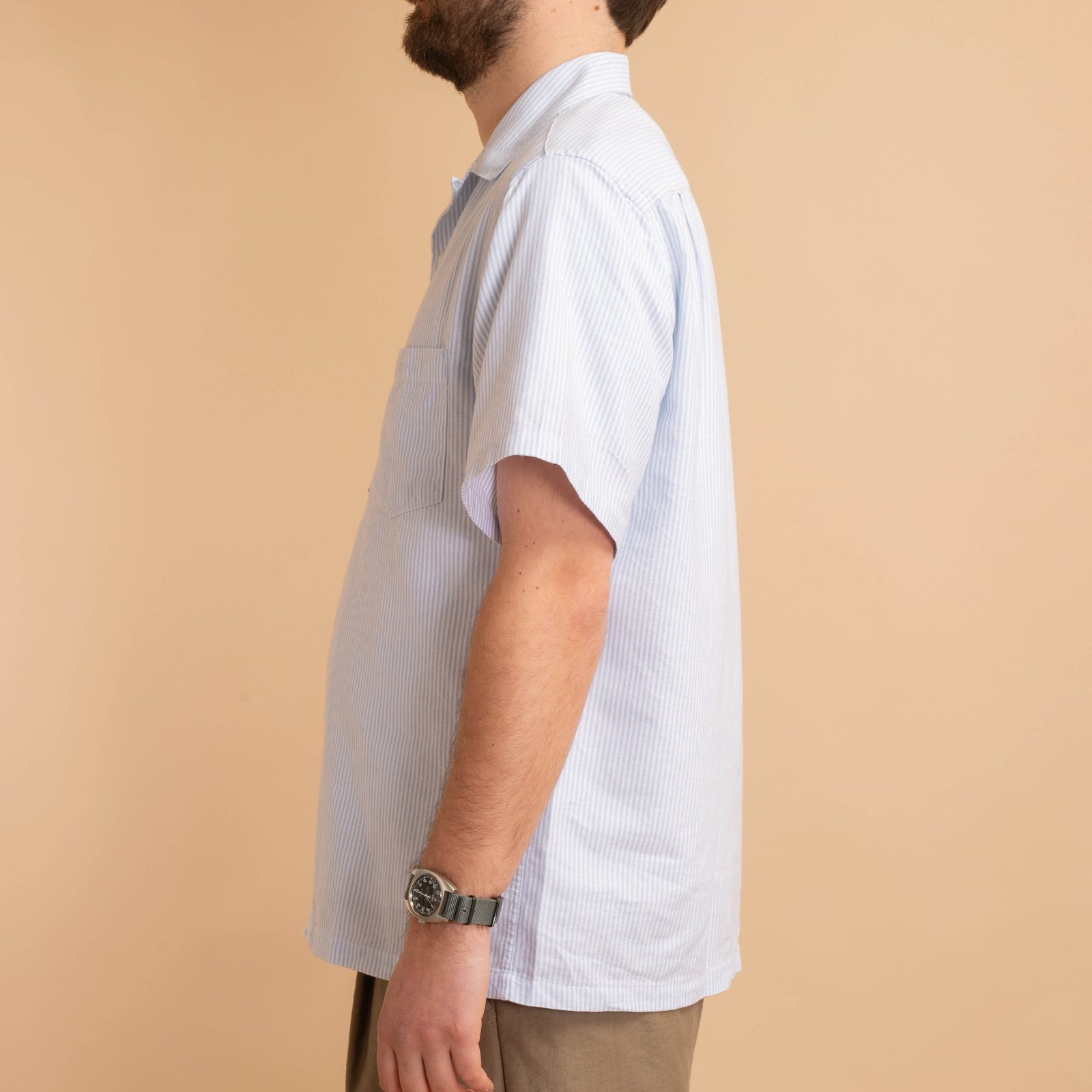 S/S Belavista Camp Collar Stripe Light Blue