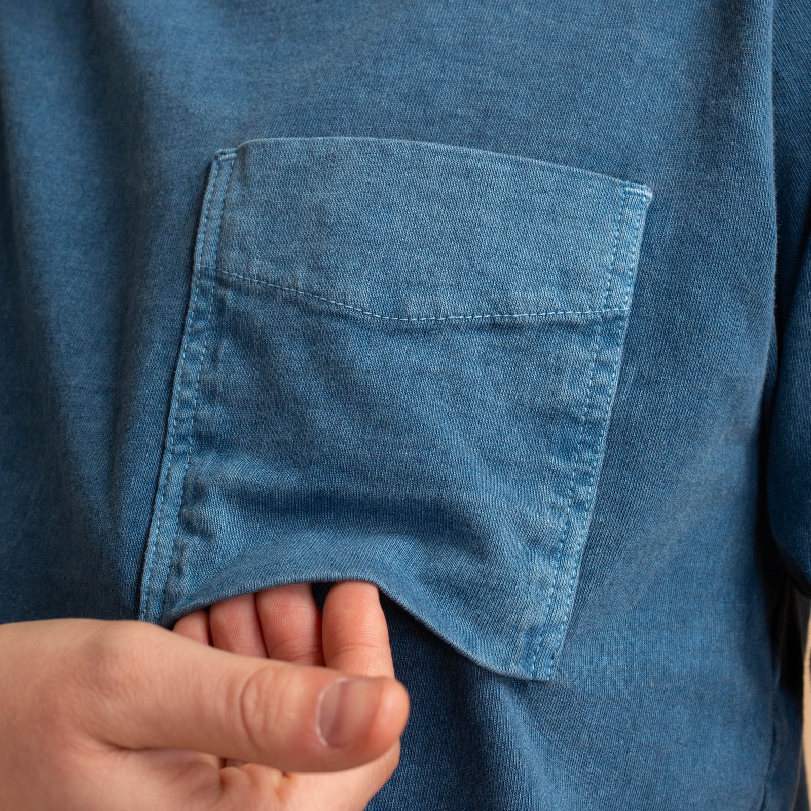 L/S Pocket T-Shirt Fade Blue