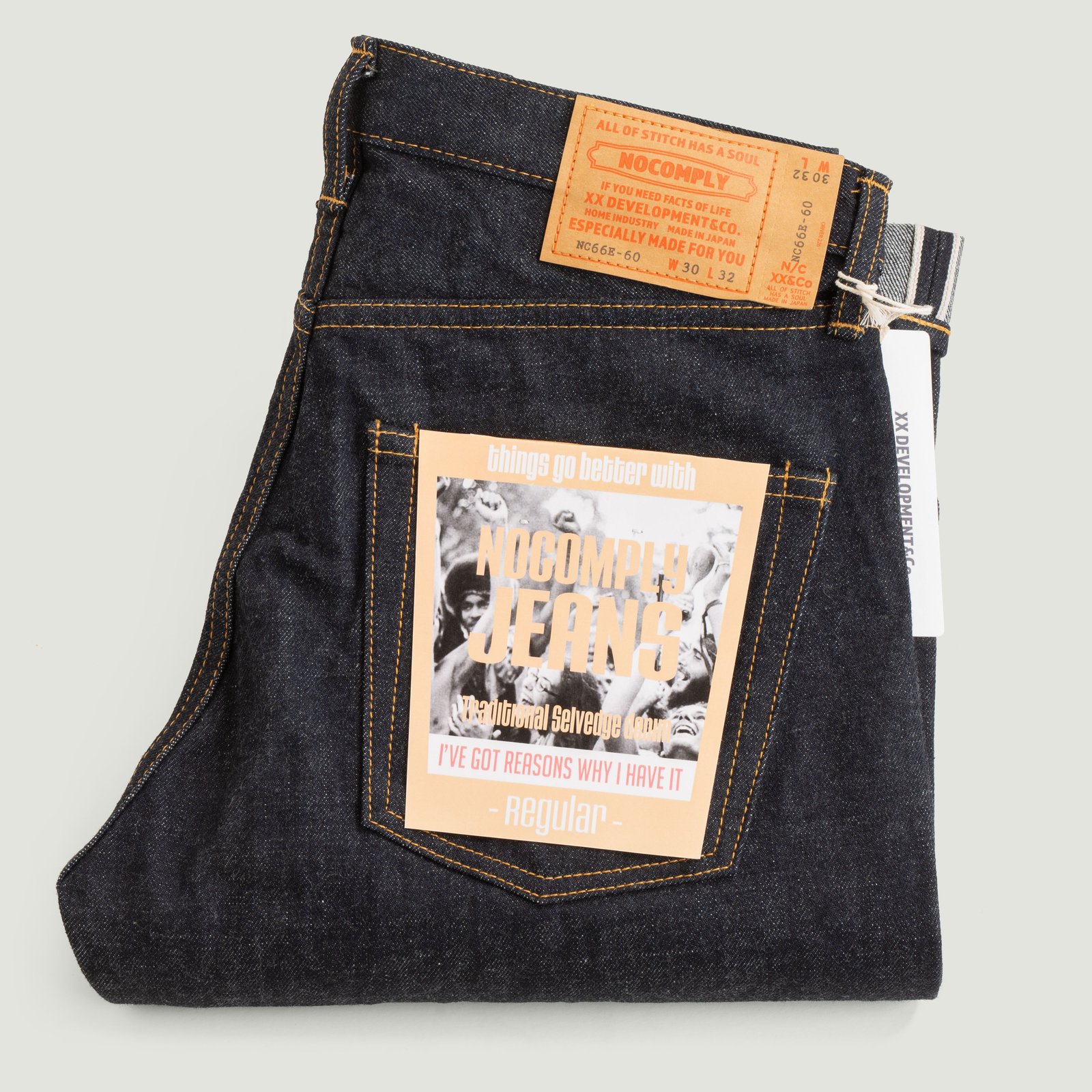 "NO COMPLY" Regular 13,5oz Indigo Selvedge Denim