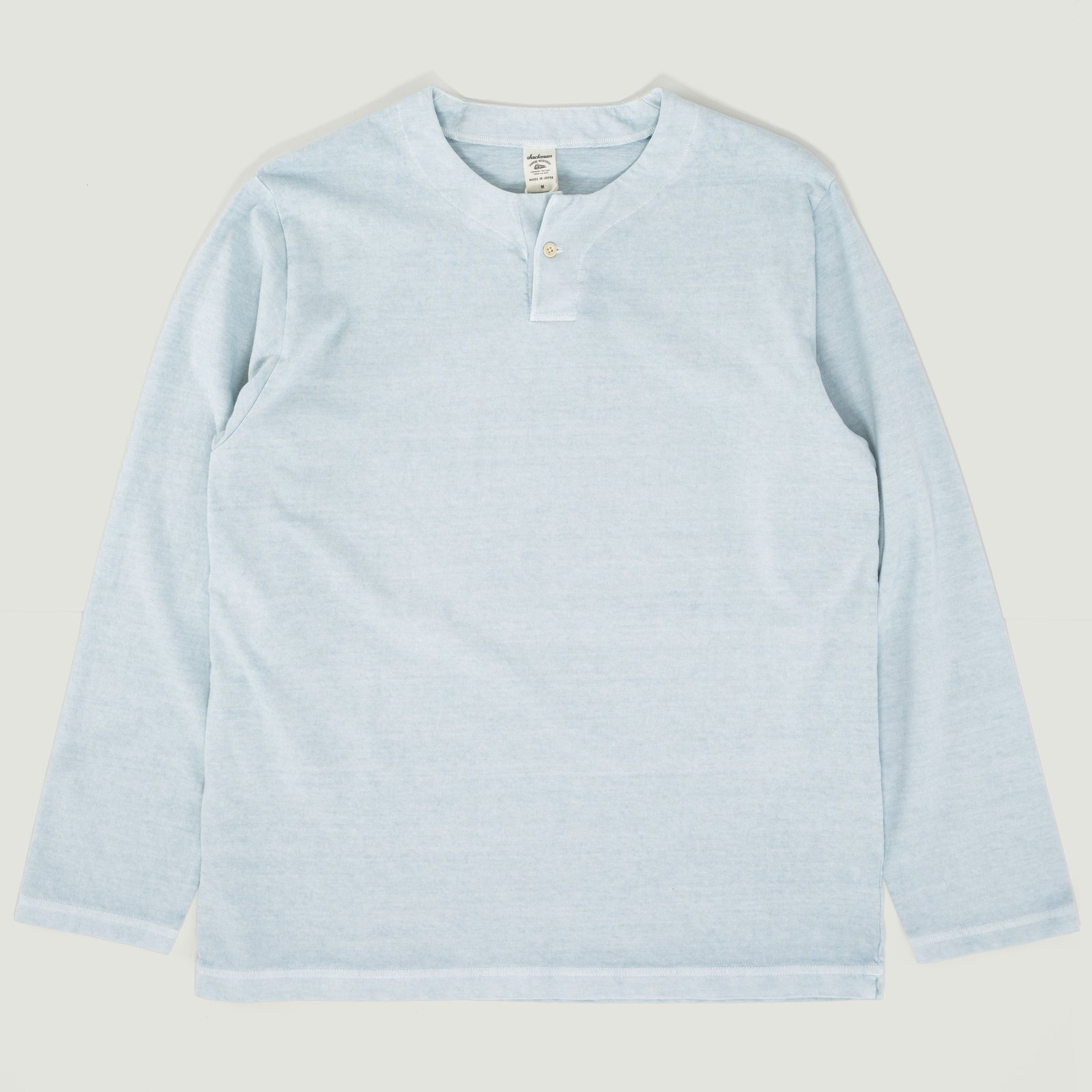 Henley Neck Long Sleeve T-Shirt Fade Saxe