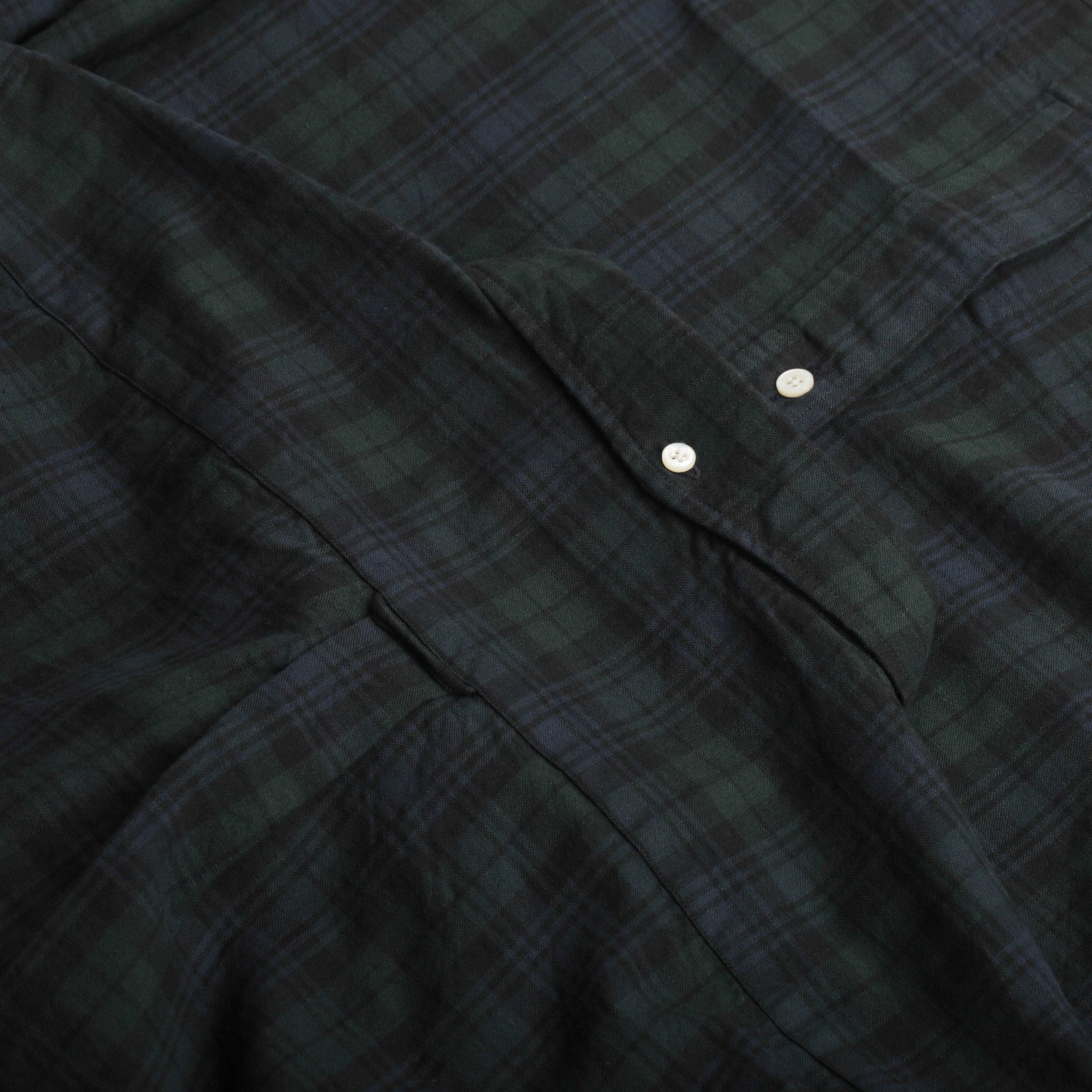 BEAMS PLUS cotton shirt / BD Oxford Shirt Indigo tartan Black Watch with back pleat detail