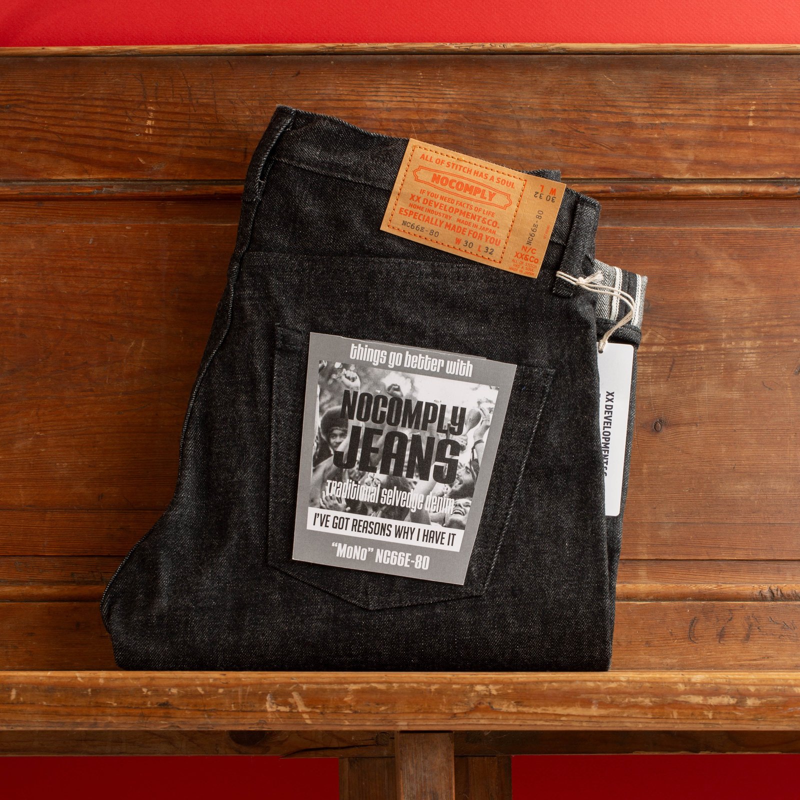 "NO COMPLY" Regular 13.5oz Black Selvedge Denim "MoNo"