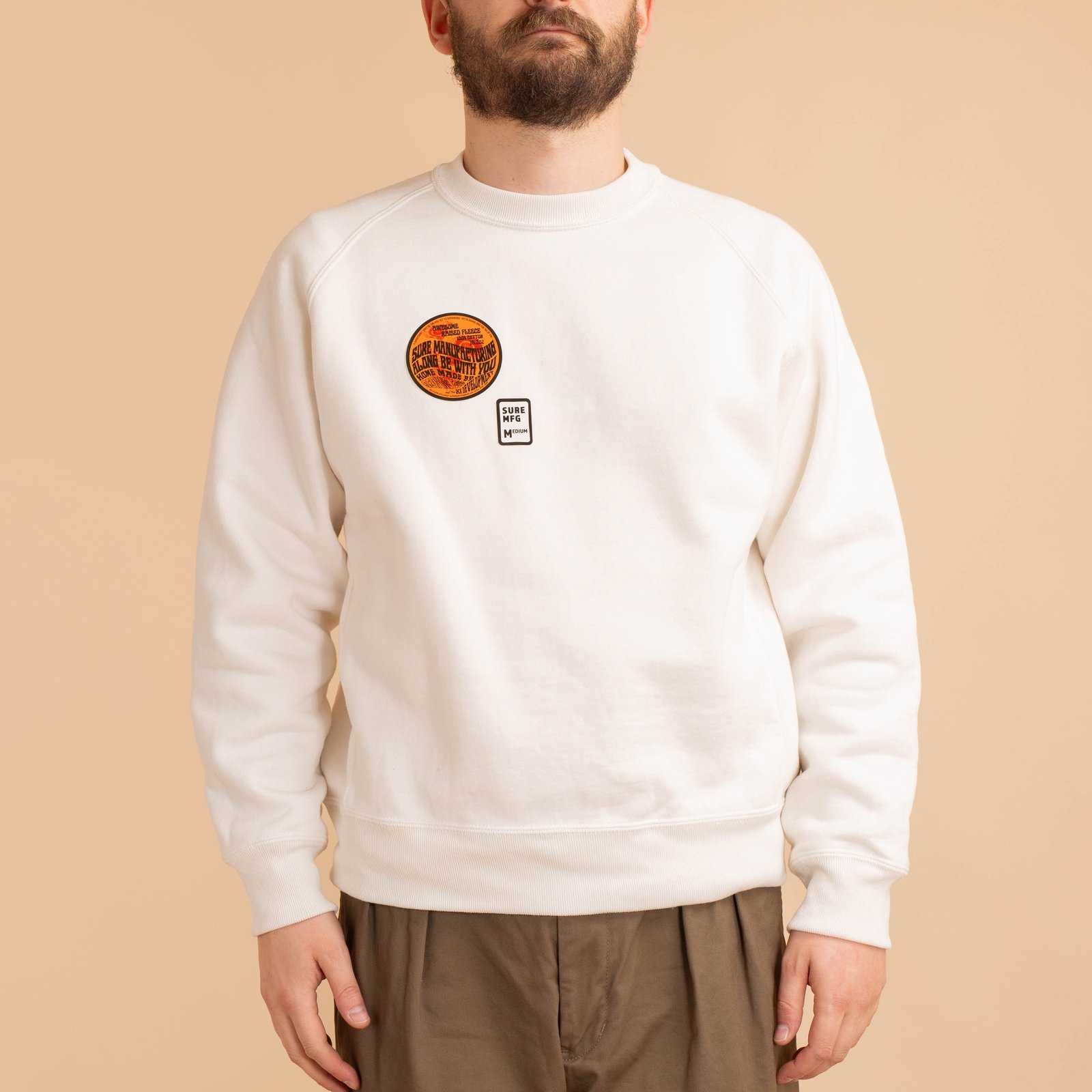 "SURE MFG" Awesome Crewneck Sweatshirt Jasmine White