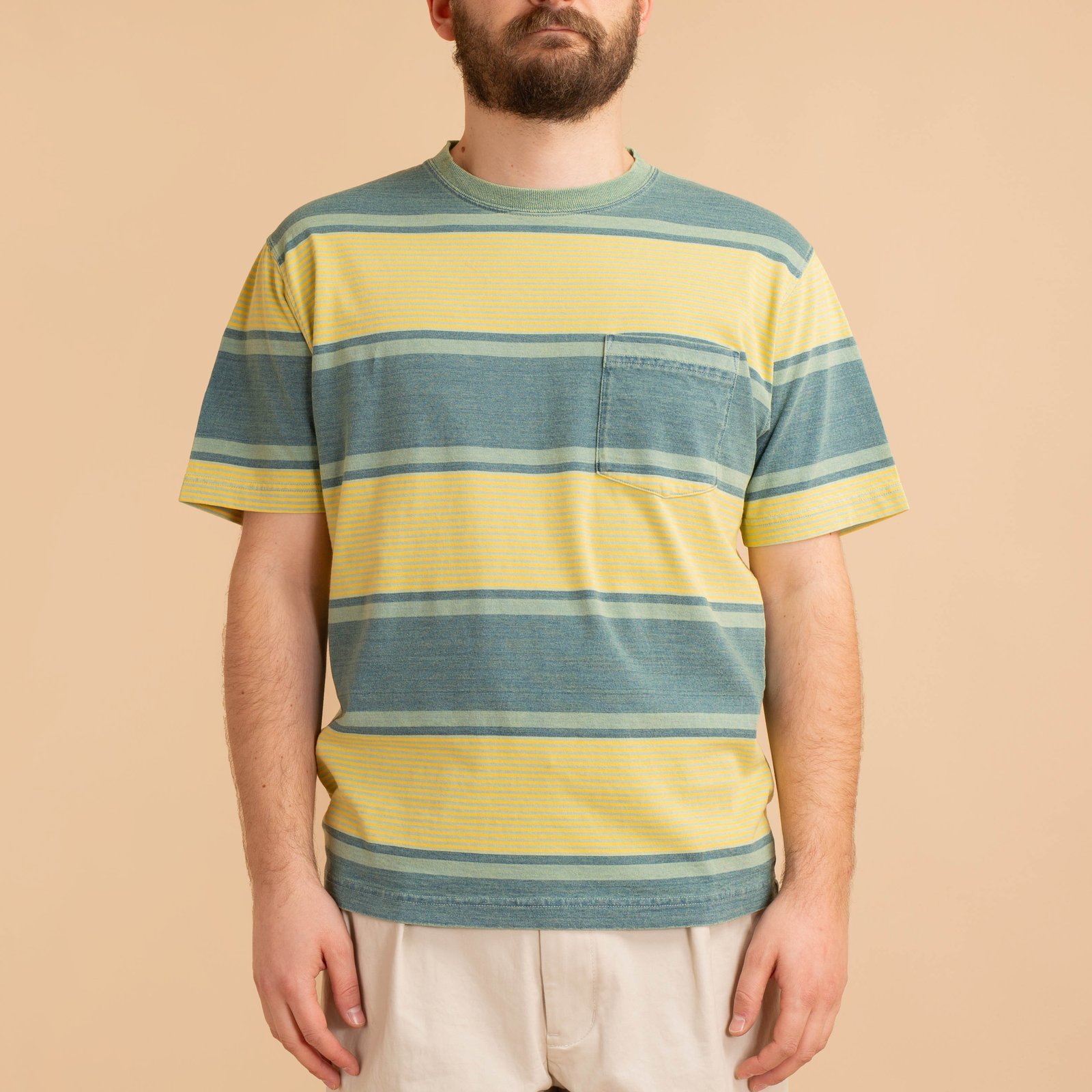 Pocket Tee Indigo Stripe Yellow