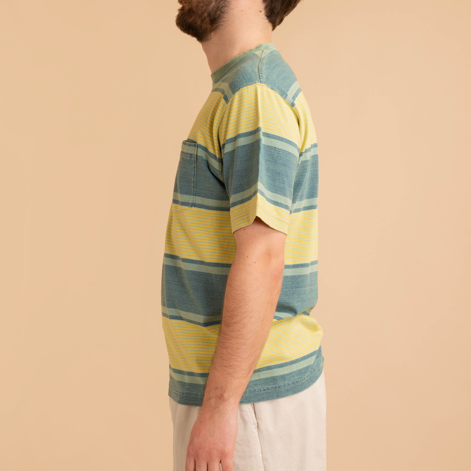 Pocket Tee Indigo Stripe Yellow