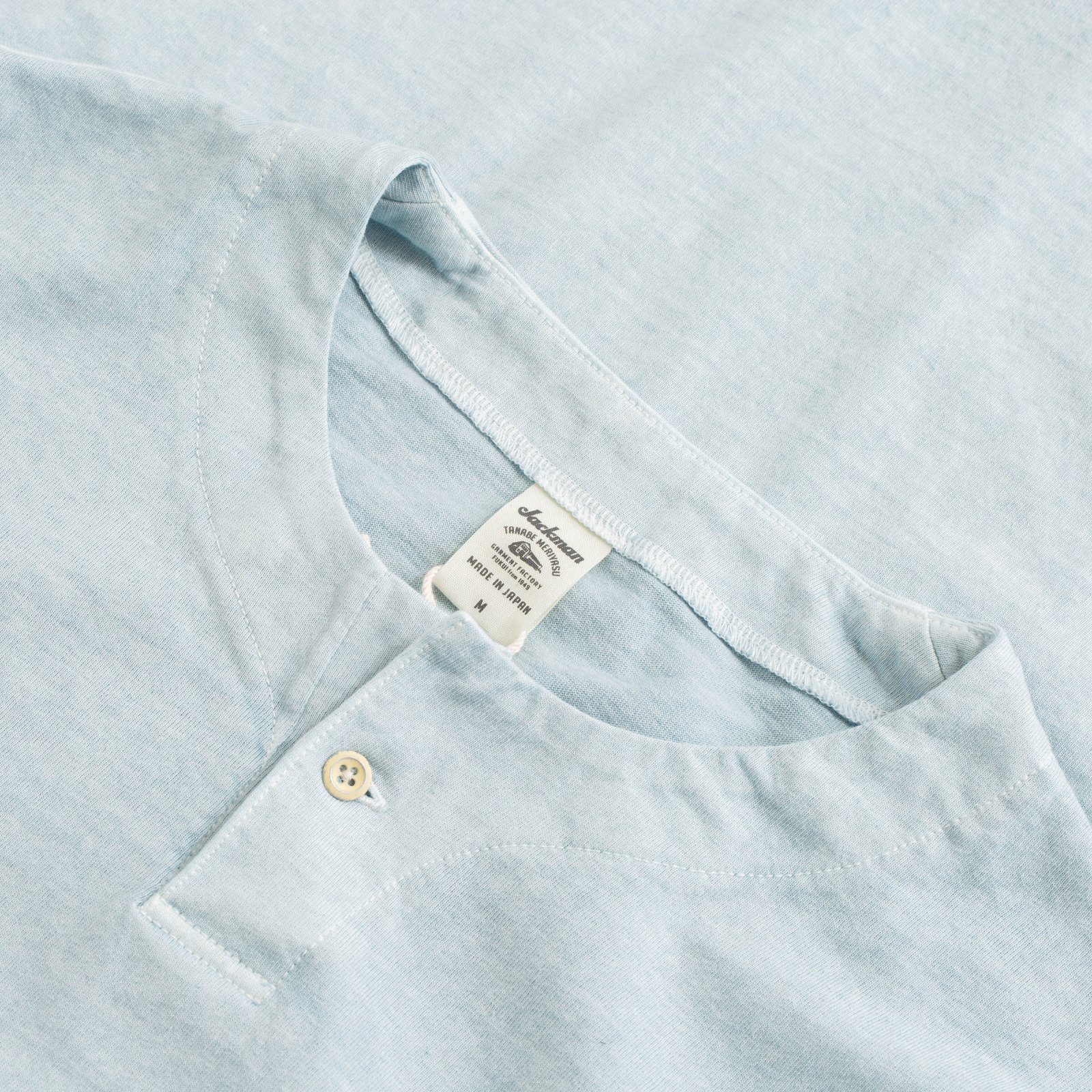 Henley Neck Long Sleeve T-Shirt Fade Saxe