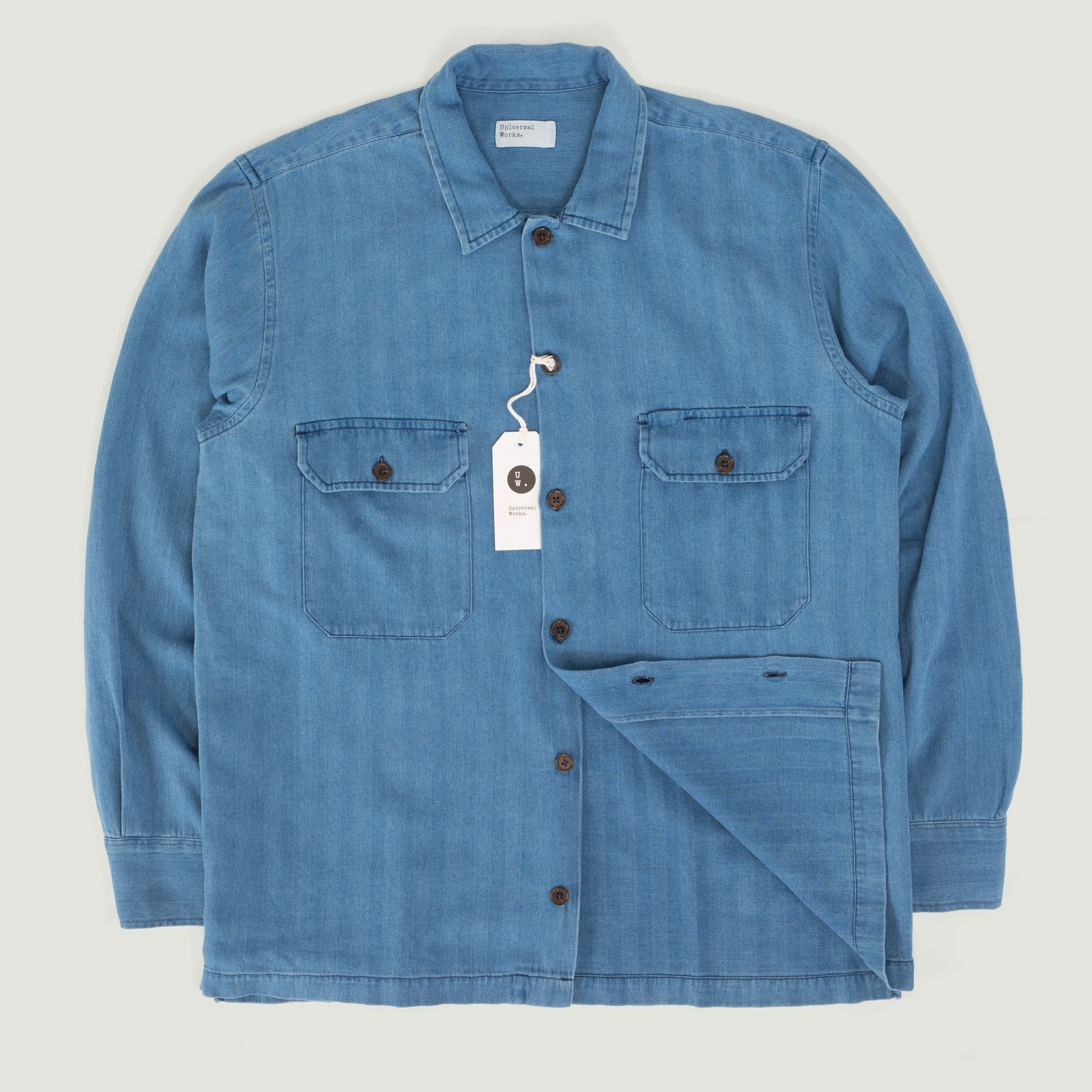 L/S Utility Shirt Washed Indigo Herringbone