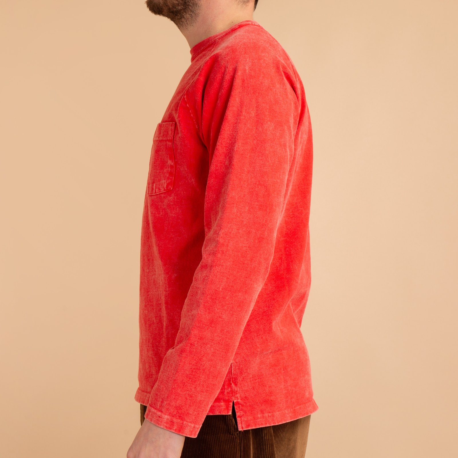 L/S Heavy Raglan Pocket Tee VD-Red