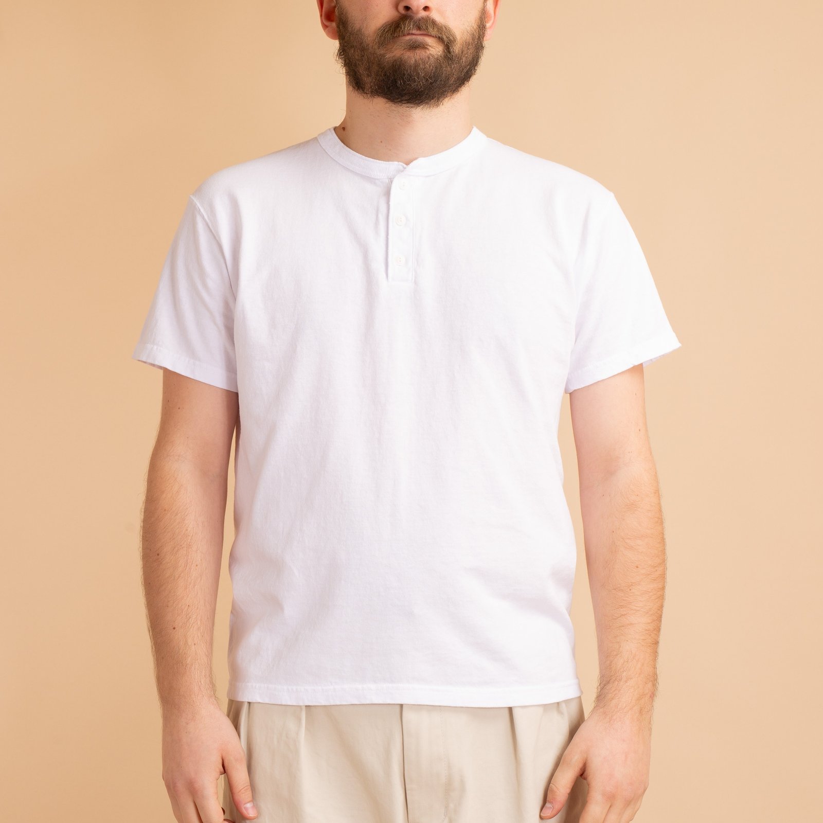 S/S Henley Tee White